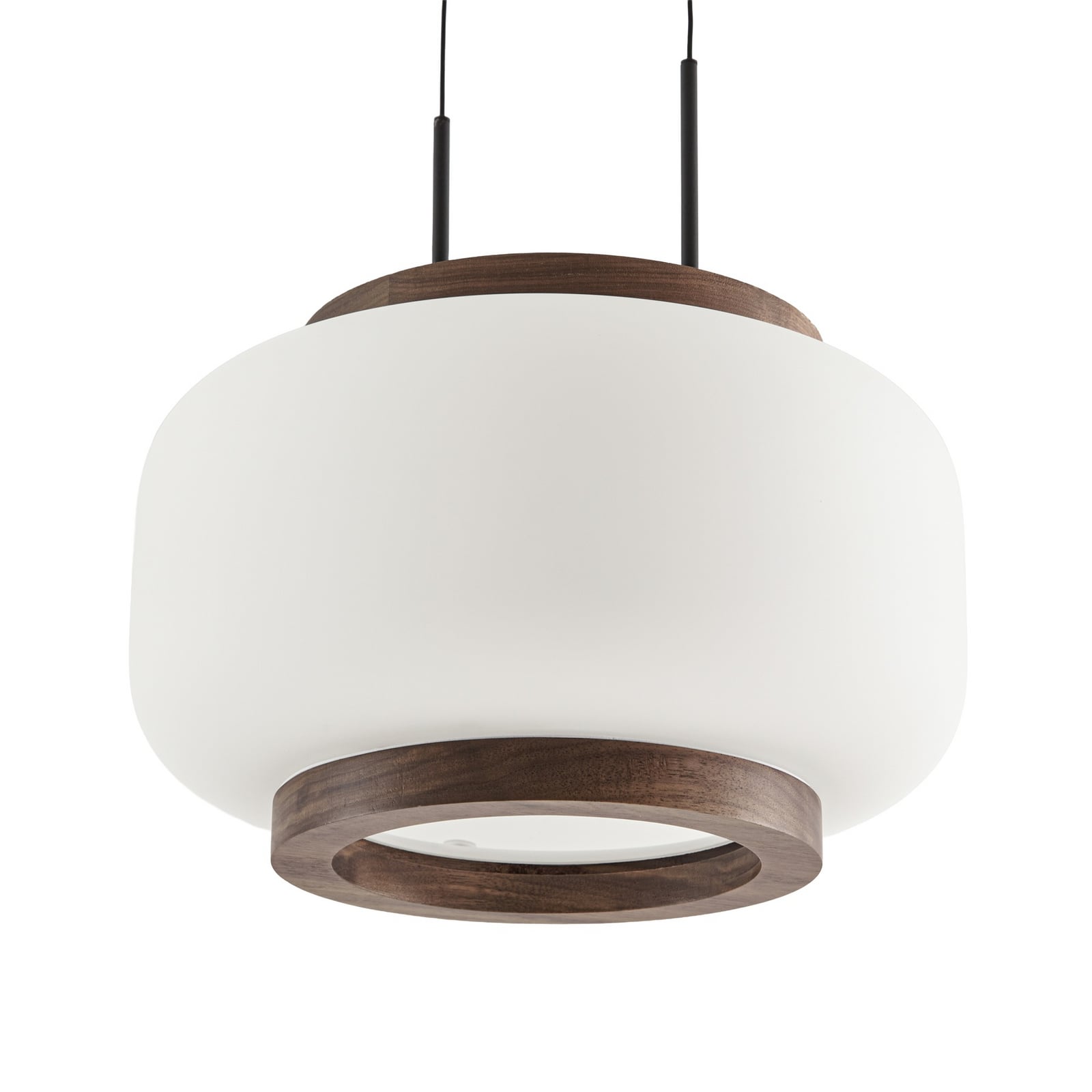 Suspension LED Quitani Shiro, à 1 lampe, bois/verre