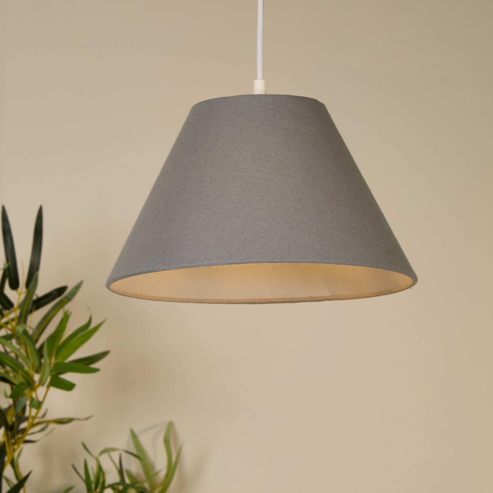 Searchlight Lampă suspendată Lyta gri Ø 28 cm textil E27 formă conică - Camera de zi / sufragerie - Scandinavă - Țesătură / Textil