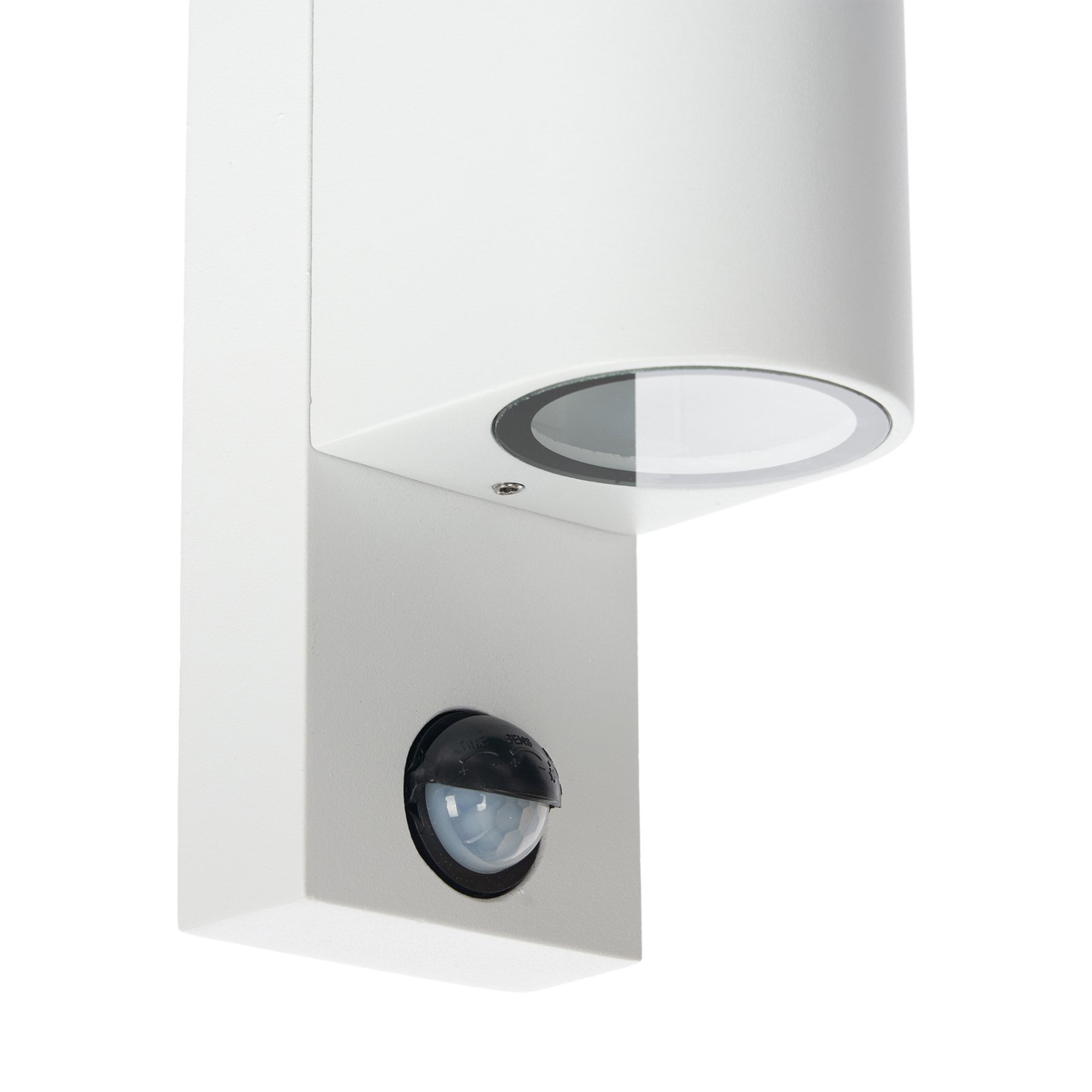 Prios outdoor wall light Tetje, white, round, sensor, set of 2