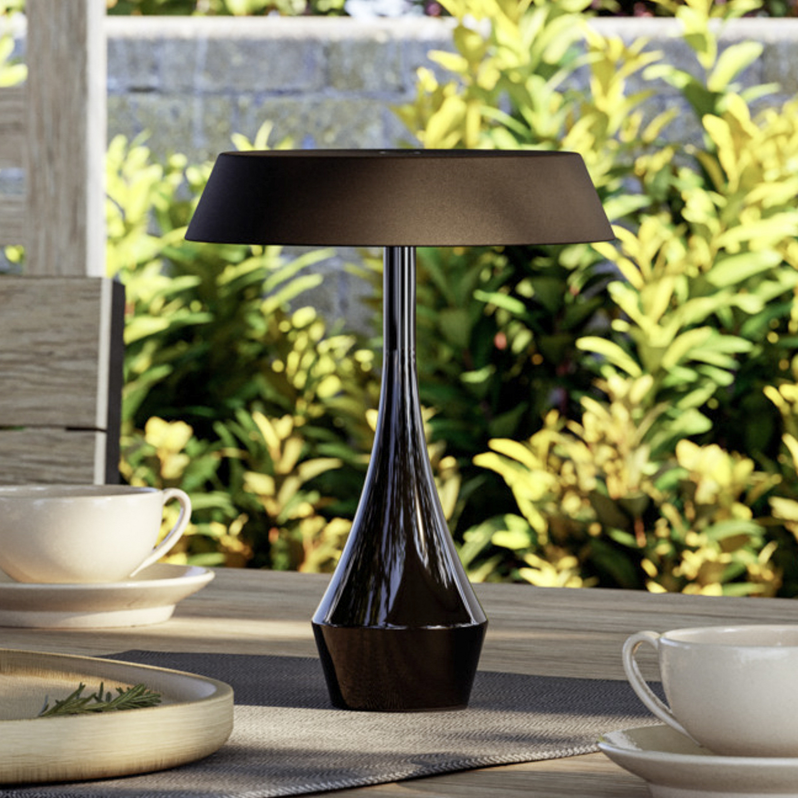 Lámpara de mesa LED EGLO TURCIO, negra, altura 20 cm, IP44, atenuable
