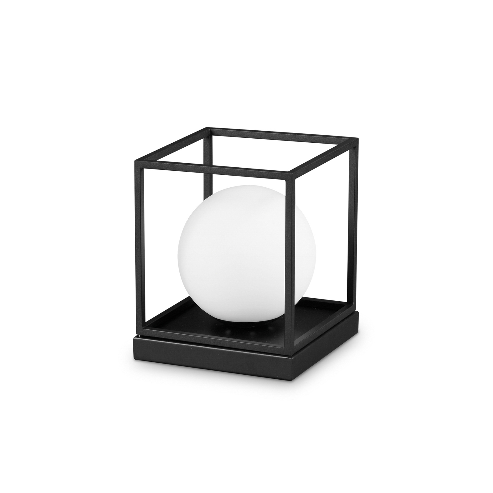 Ideal Lux bordlampe Lingotto høyde 22 cm svart, opalt glass