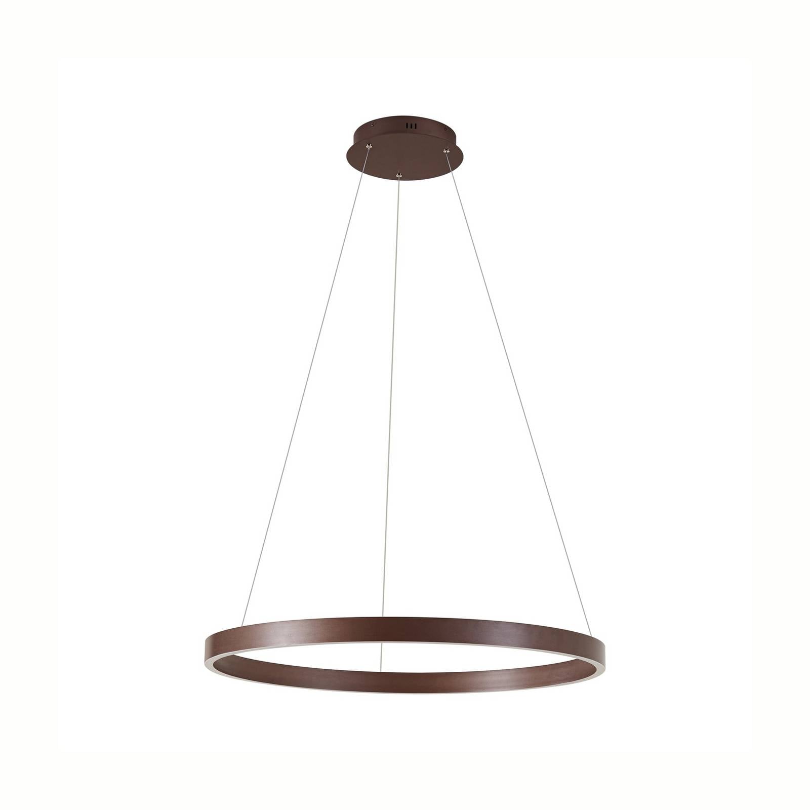 Lucande LED-Hängeleuchte Yonam, Ø 80 cm, 1-flg., braun, CCT