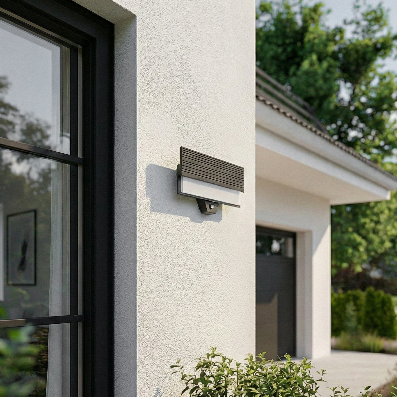 Melira LED venkovní nástěnné svítidlo, antracit, senzor, IP65 - Lucande