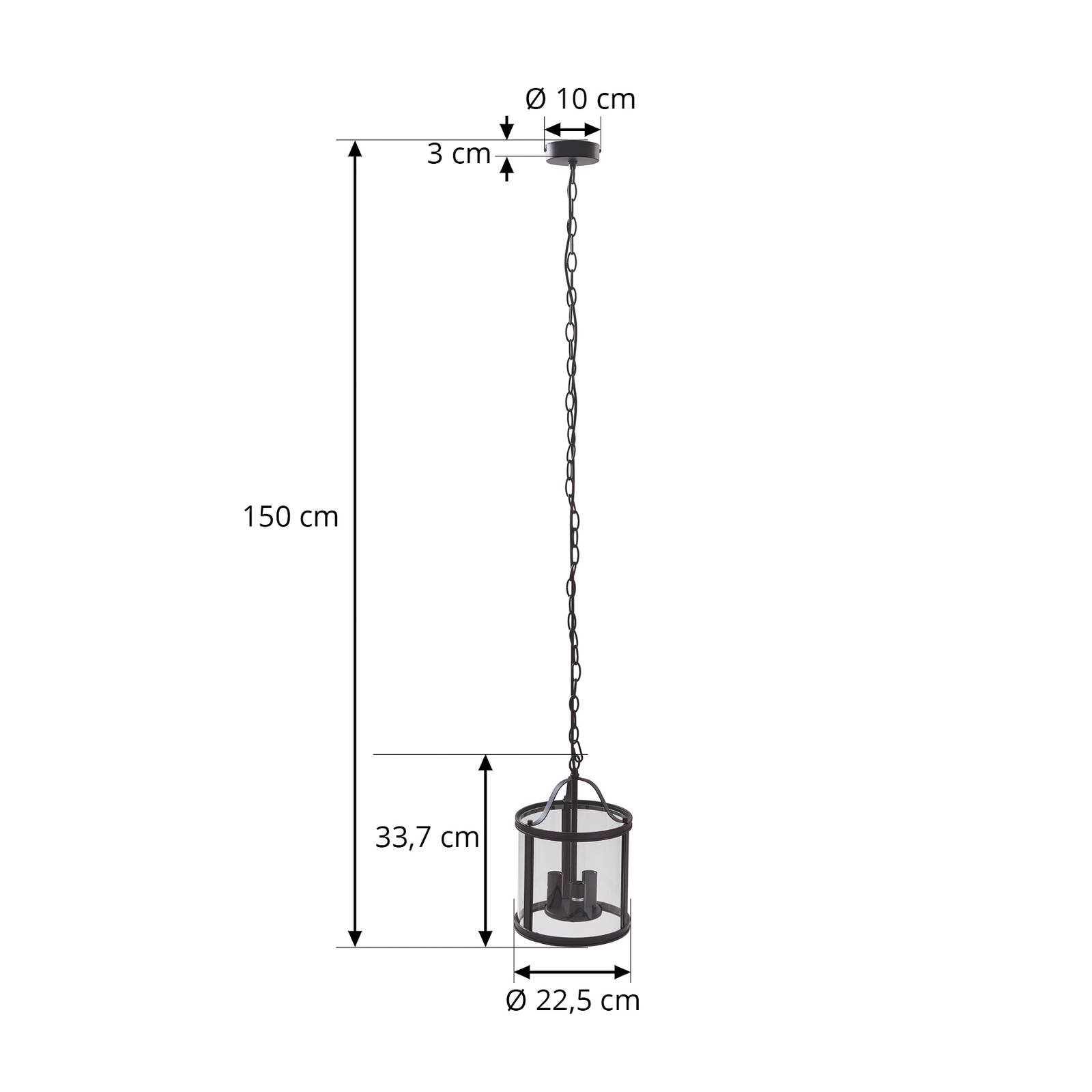 Lampa wisząca Lucande Eryk, Ø 23 cm, czarna, szkło, 3-punktowa