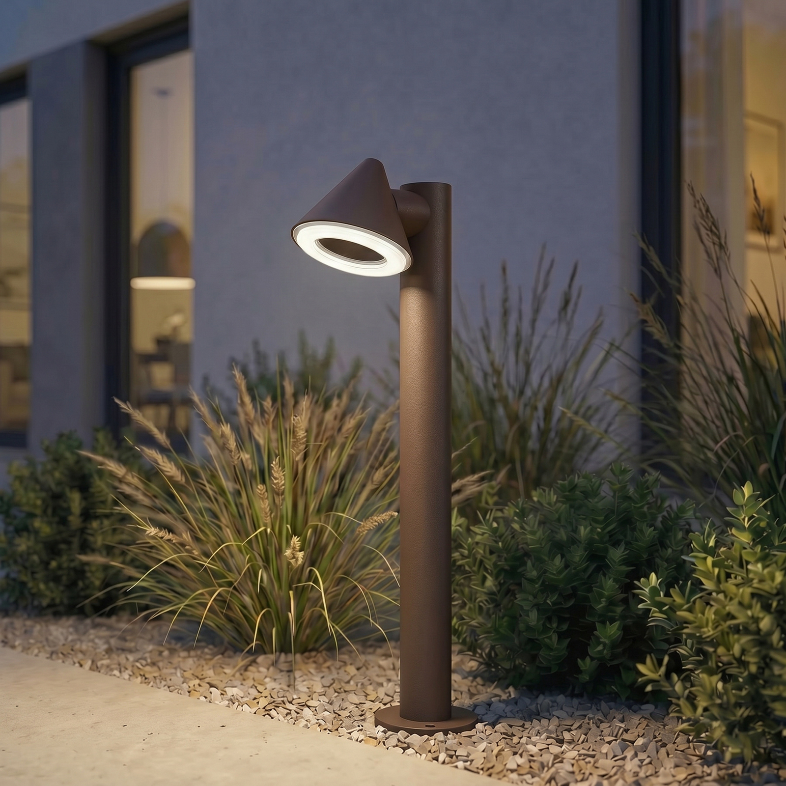 Lindby LED-ulična svetilka Soran, rjava, 60 cm, kovina, IP44