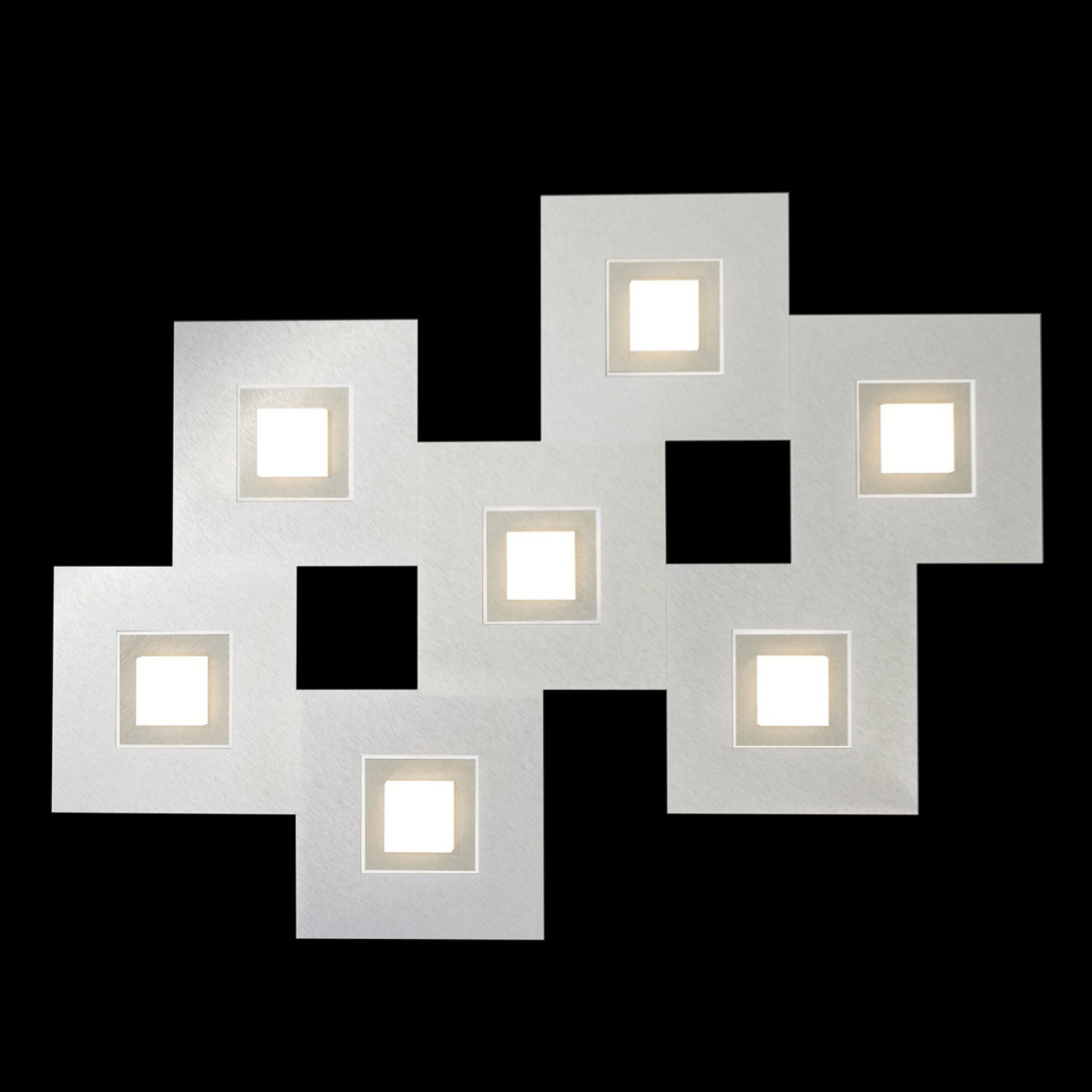Grossmann GROSSMANN Karree LED ceiling lamp 7-bulb champagne, for Living / Dining Room, aluminium, acrylic, 6.4 W, energy efficiency: A+, L: 80 cm, W: 60 cm, H: 5.3 cm