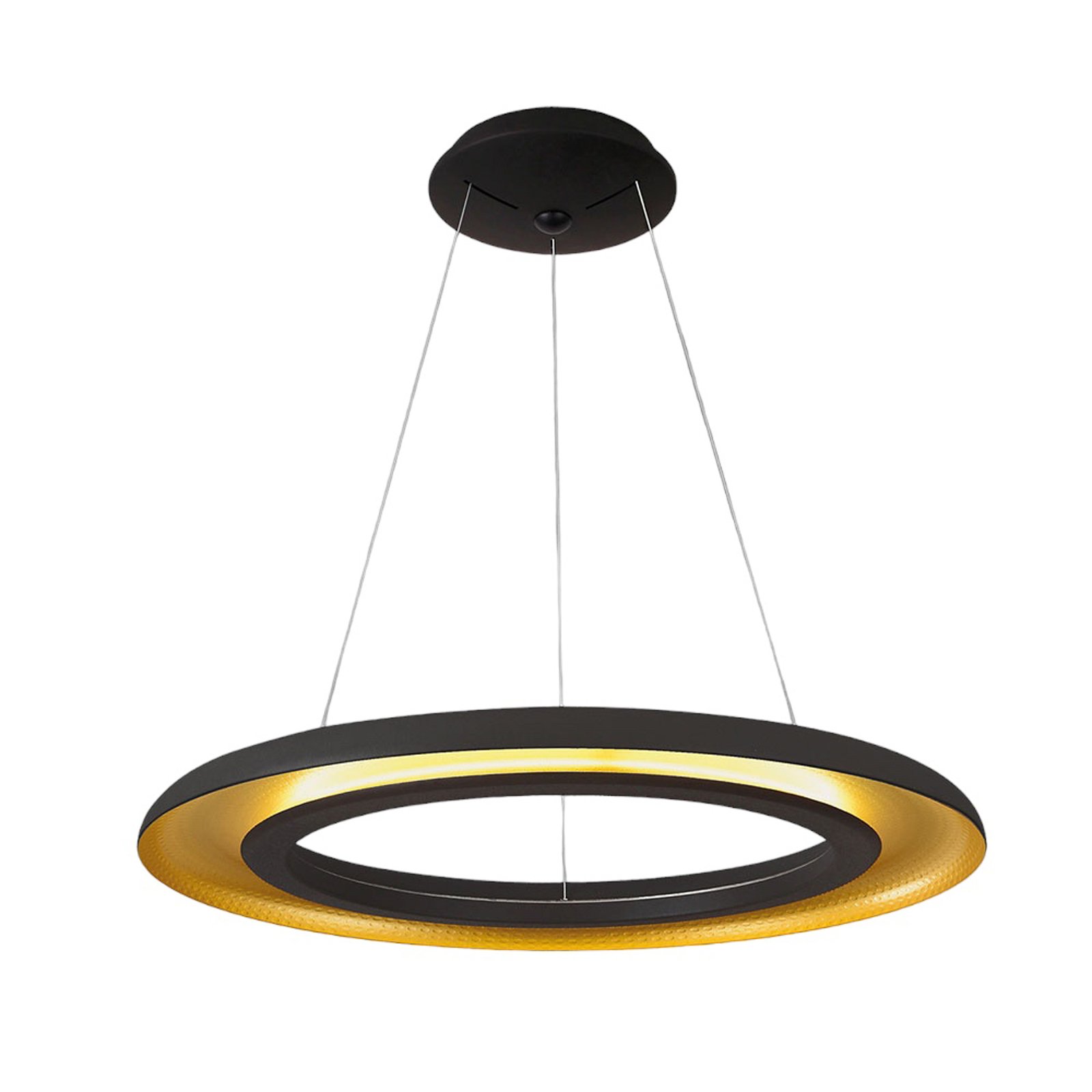 Shiitake LED pendant light, black / gold