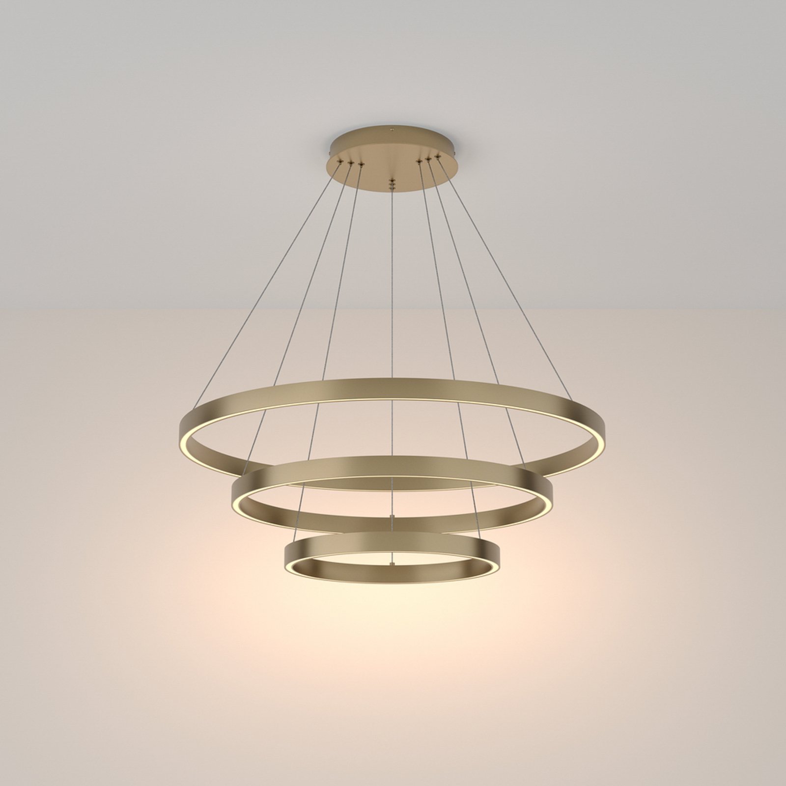 Maytoni suspension LED Rim, 3 lampes, couleur laiton, 3000K