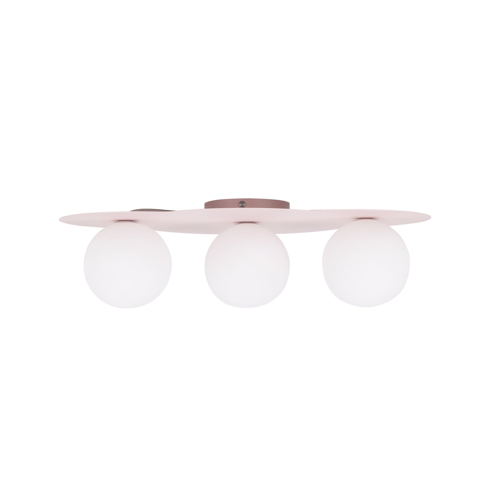 Cloud ceiling light, pink, 3-bulb, glass, length 51 cm, G9