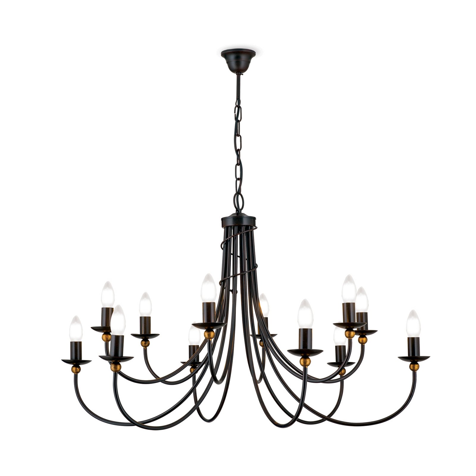 Lustre Garda estilo campestre com 12 luzes