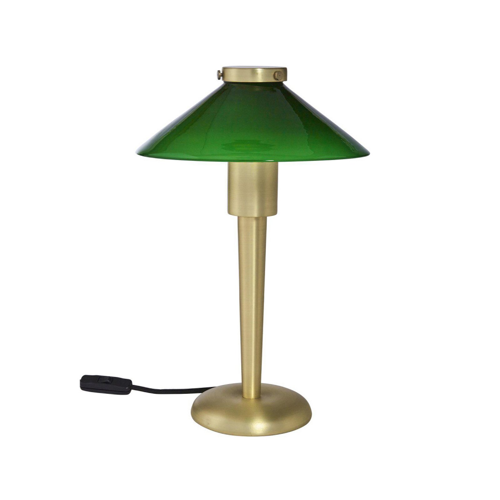 PR Home August table lamp, brass-coloured/green, 34 cm, metal