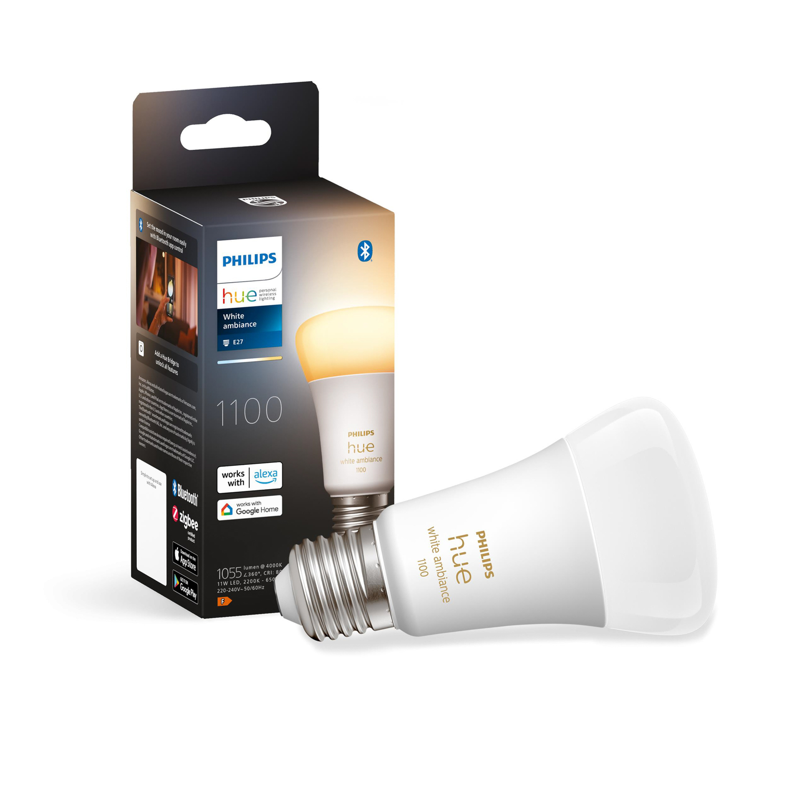 Philips Hue White Ambiance E27 LED-Lampe 11W 1055lm