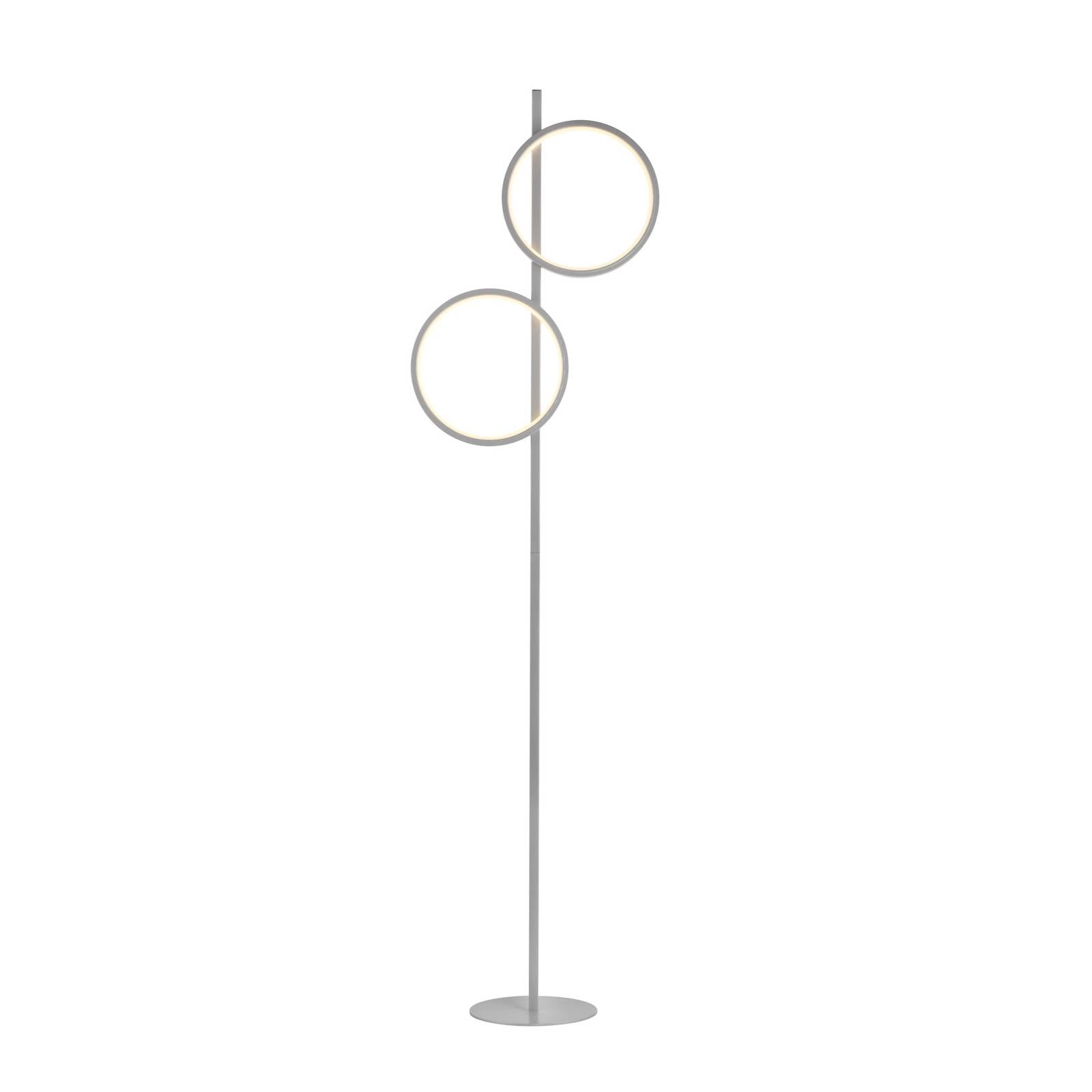 LED-Stehleuchte Mini-Ritus, silber, Eisen, 2 Ringe