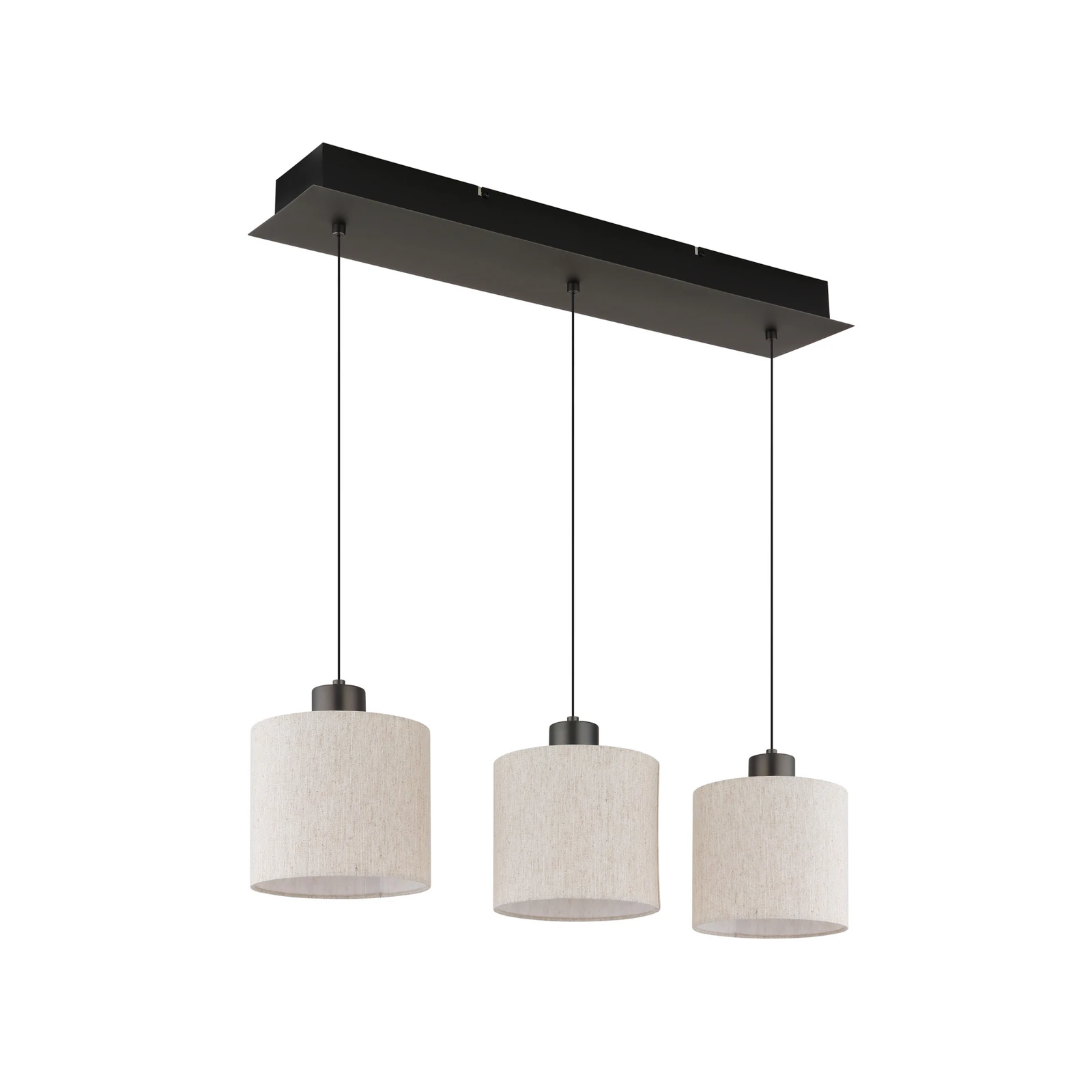 LED závěsné světlo Thea, délka 74 cm, 3ramenné, krémová/matná černá