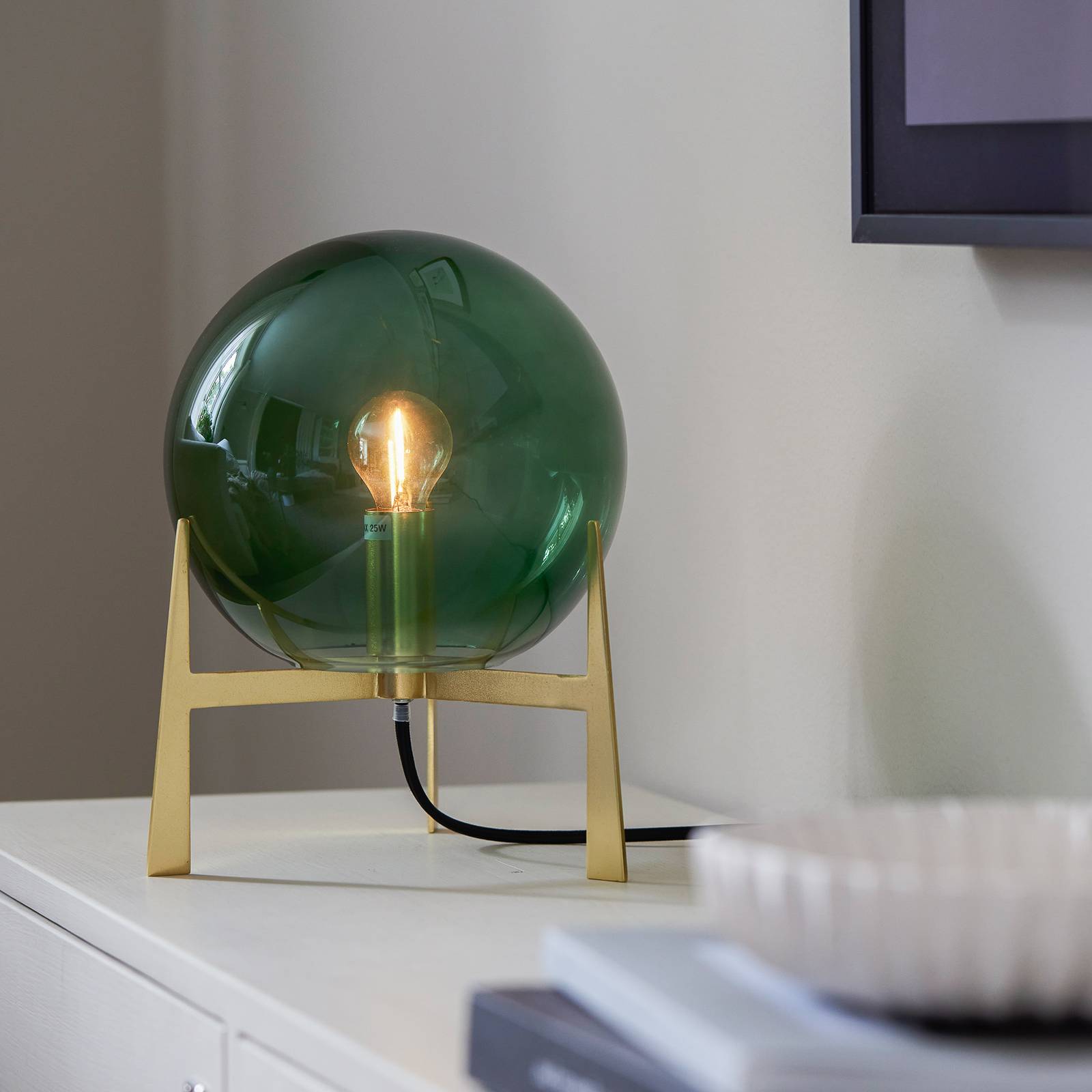 Pr home milla asztali lámpa 28 cm, arany/zöld