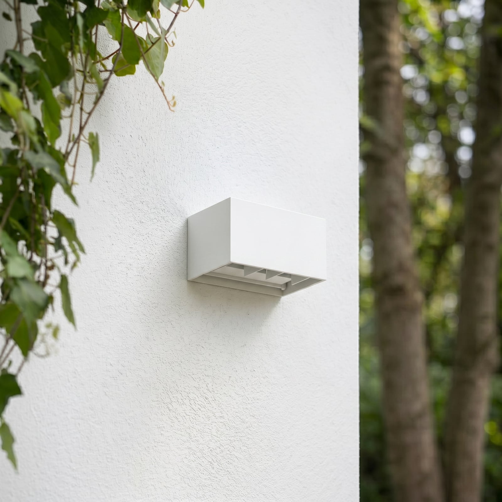 Nivar LED kültéri falilámpa, szögletes, fehér, 20 cm, IP54 – Lindby