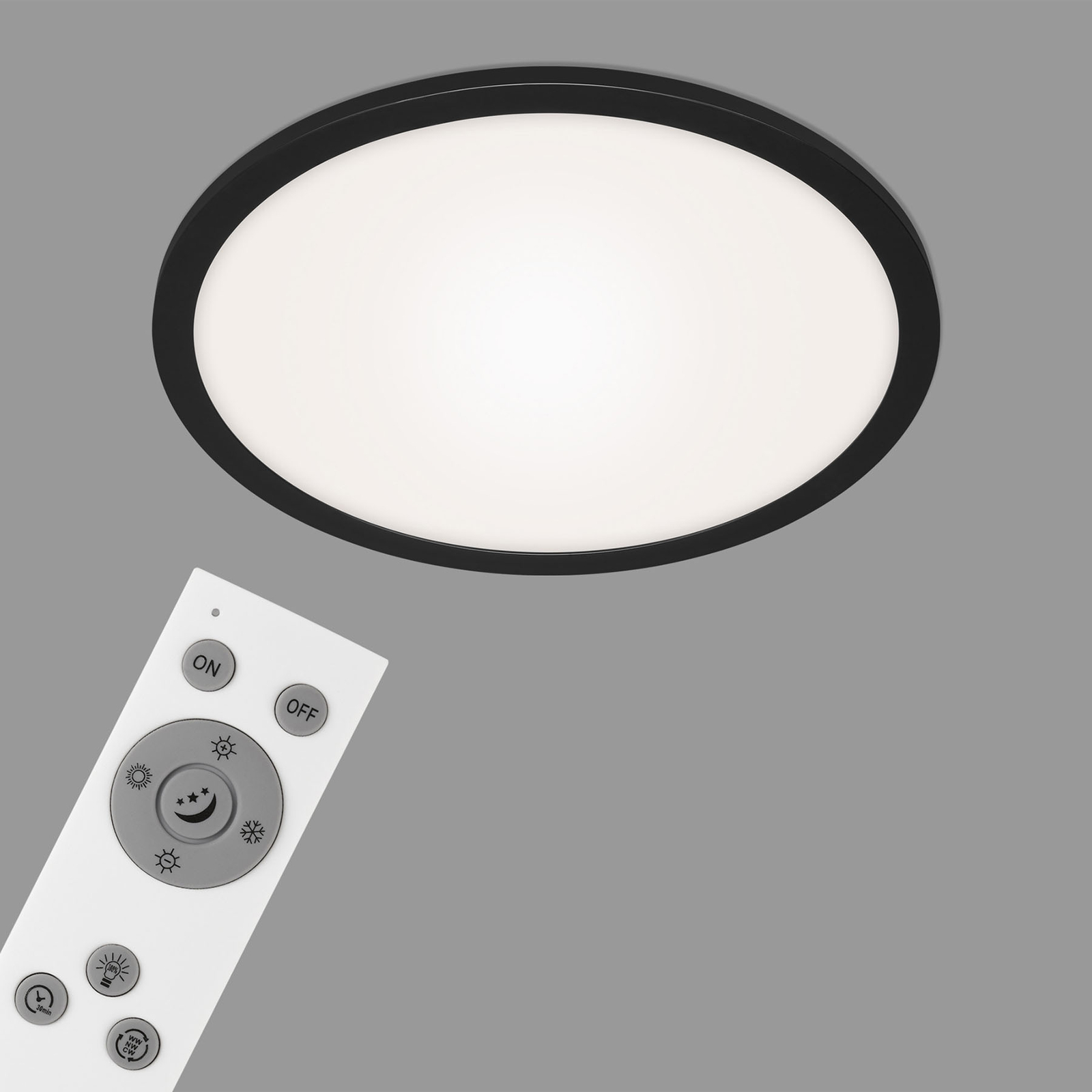 Panneau LED Piatto CCT télécommande, rond, noir