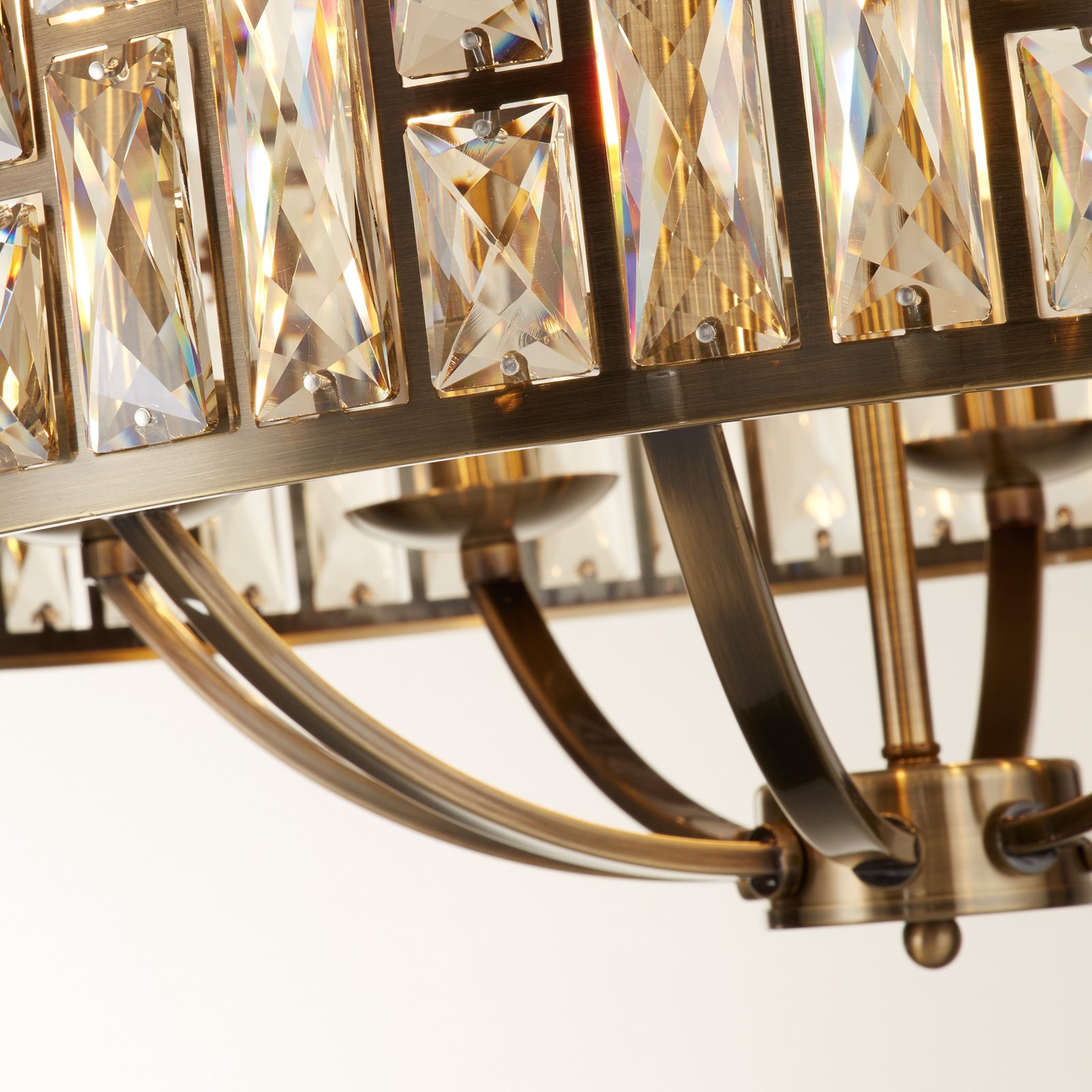 Bijou pendant light, 8-bulb, brass, crystal glass