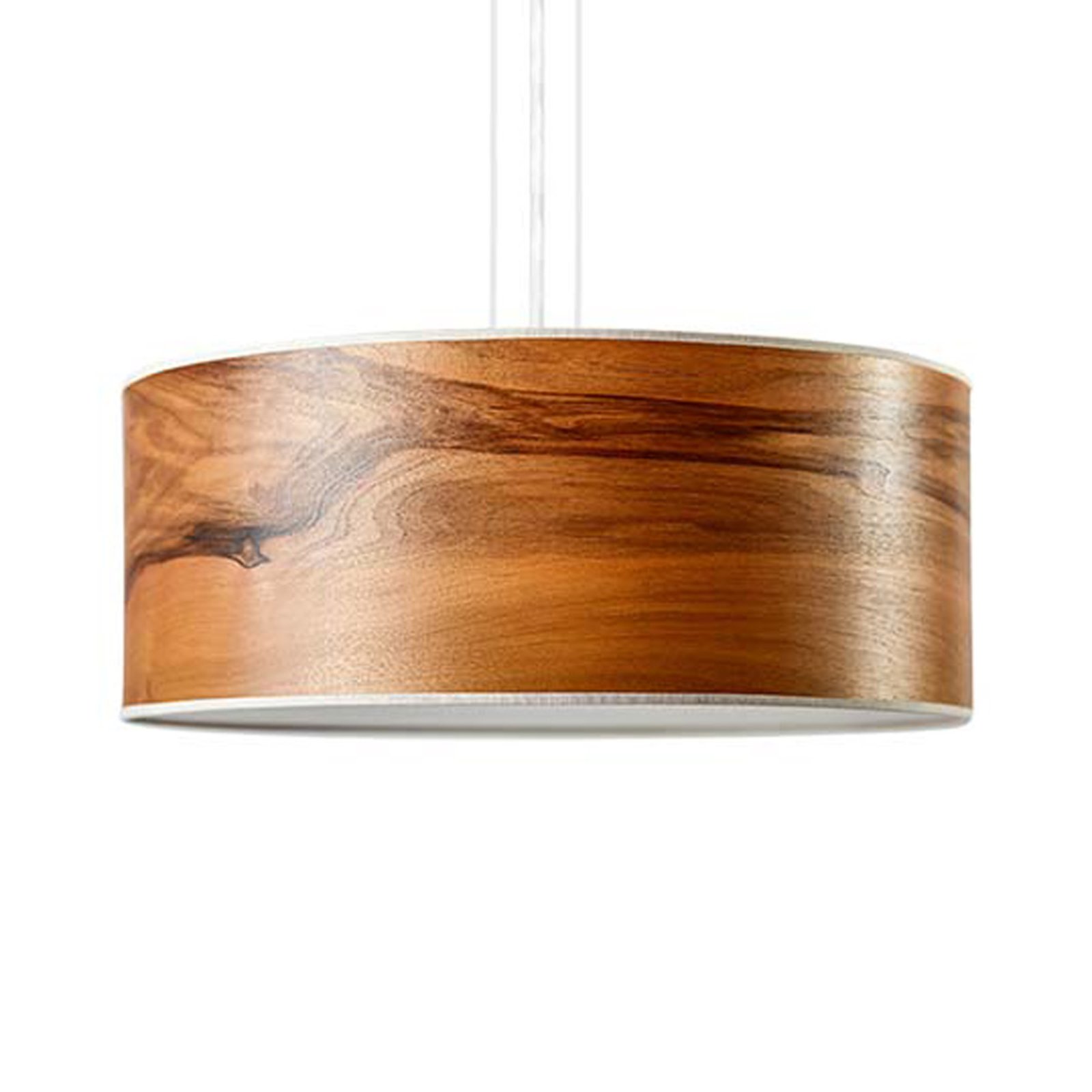 LeuchtNatur Discus hanging light wooden shade with white