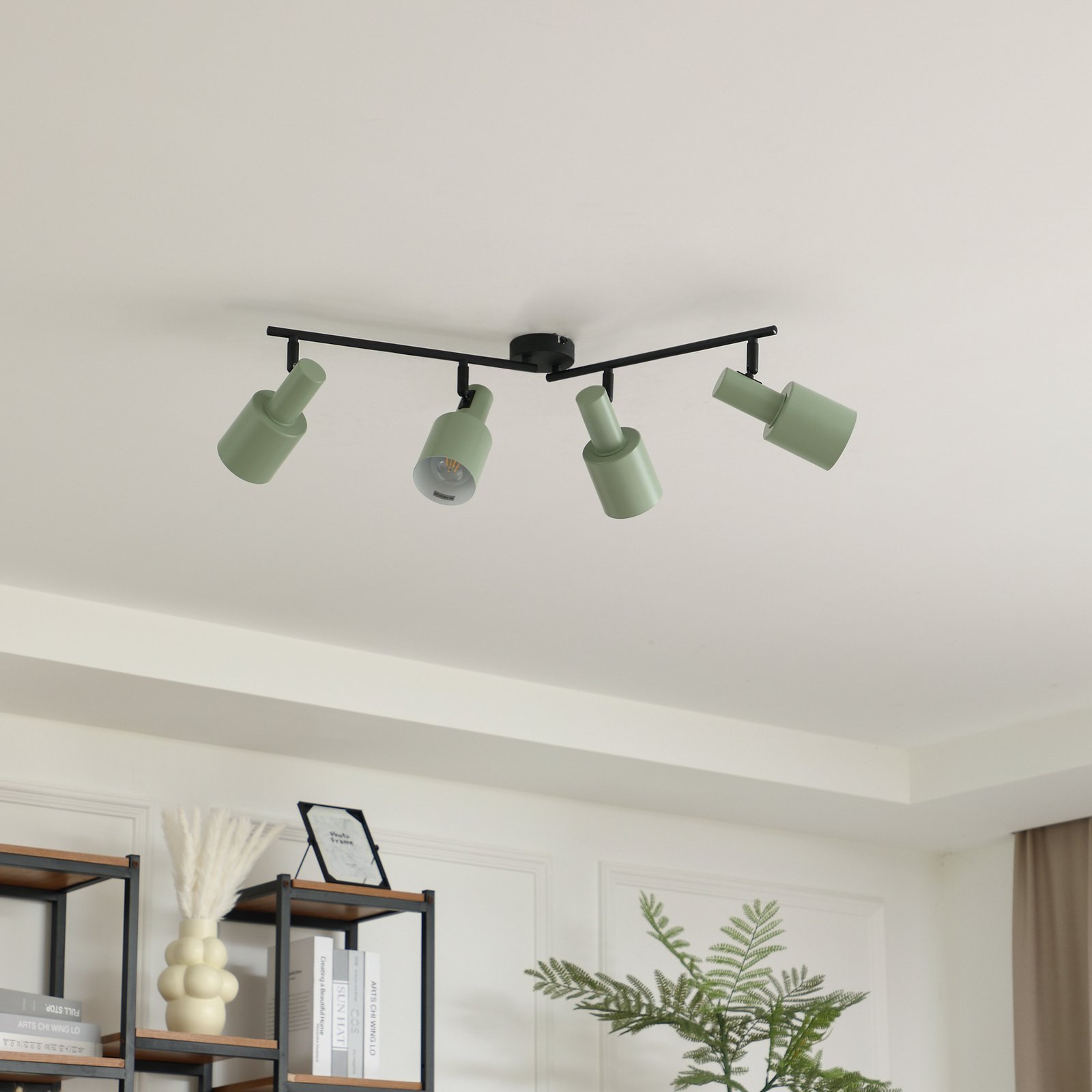 Ovelia 4 Ceiling Lamp Green/Black - Lindby