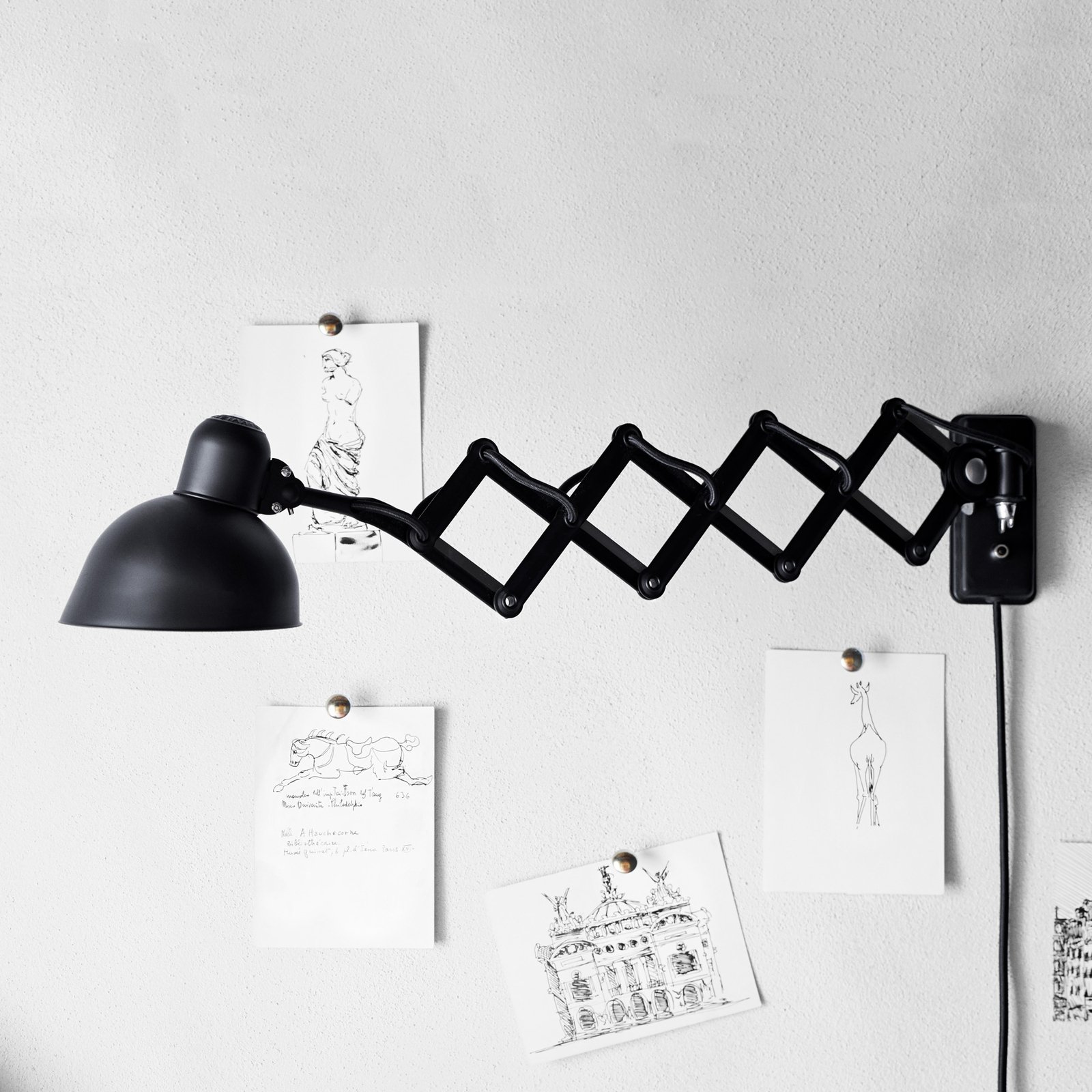 KAISER idell™ 6718-W Nástěnné Svítidlo/Scissor Lamp Matná Černá - Fritz Hansen