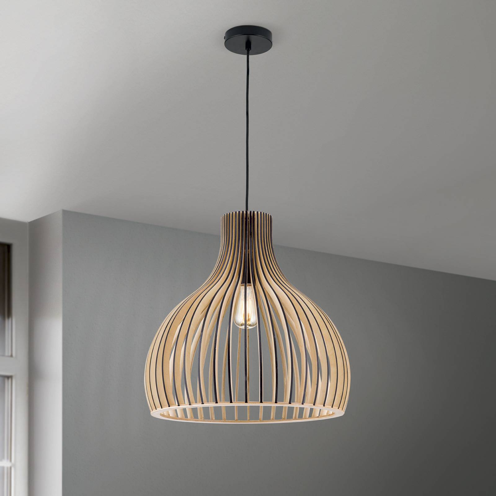 Lampa wisząca Erik Ø 45 cm drewno kolor naturalny E27