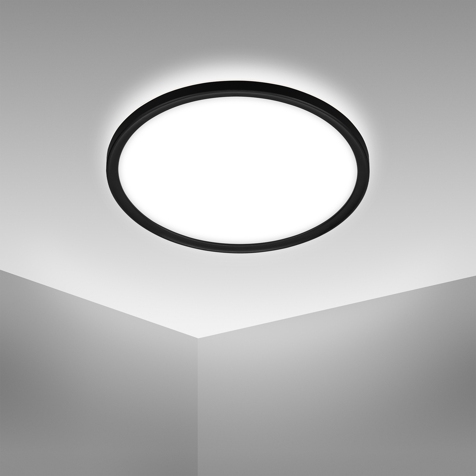 LED bathroom ceiling light Slim Drip, black, Ø 29 cm, IP44