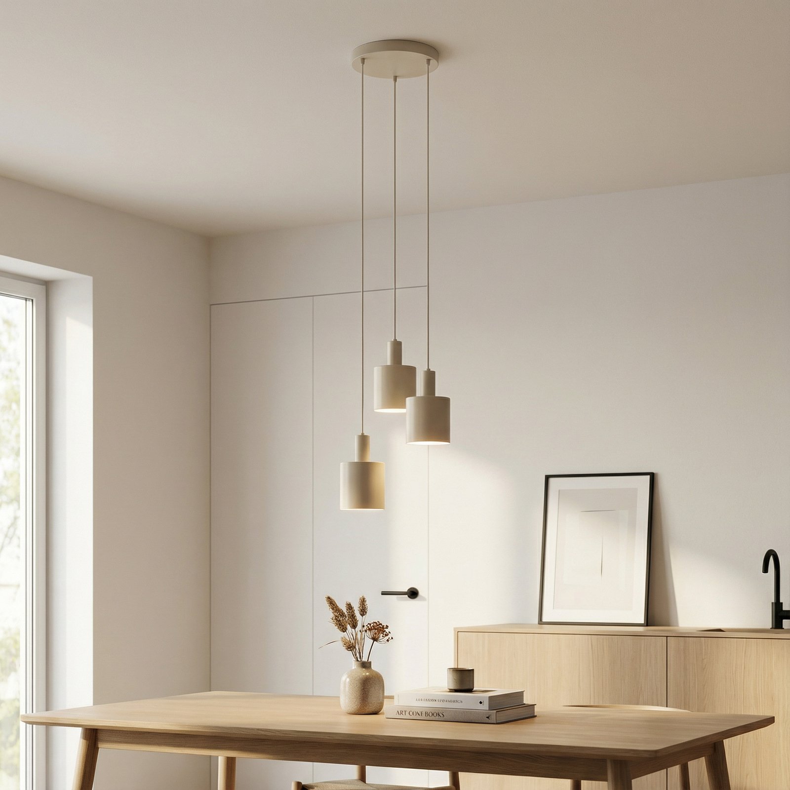 Ovelia 3 Round Riippuvalaisin Beige - Lindby