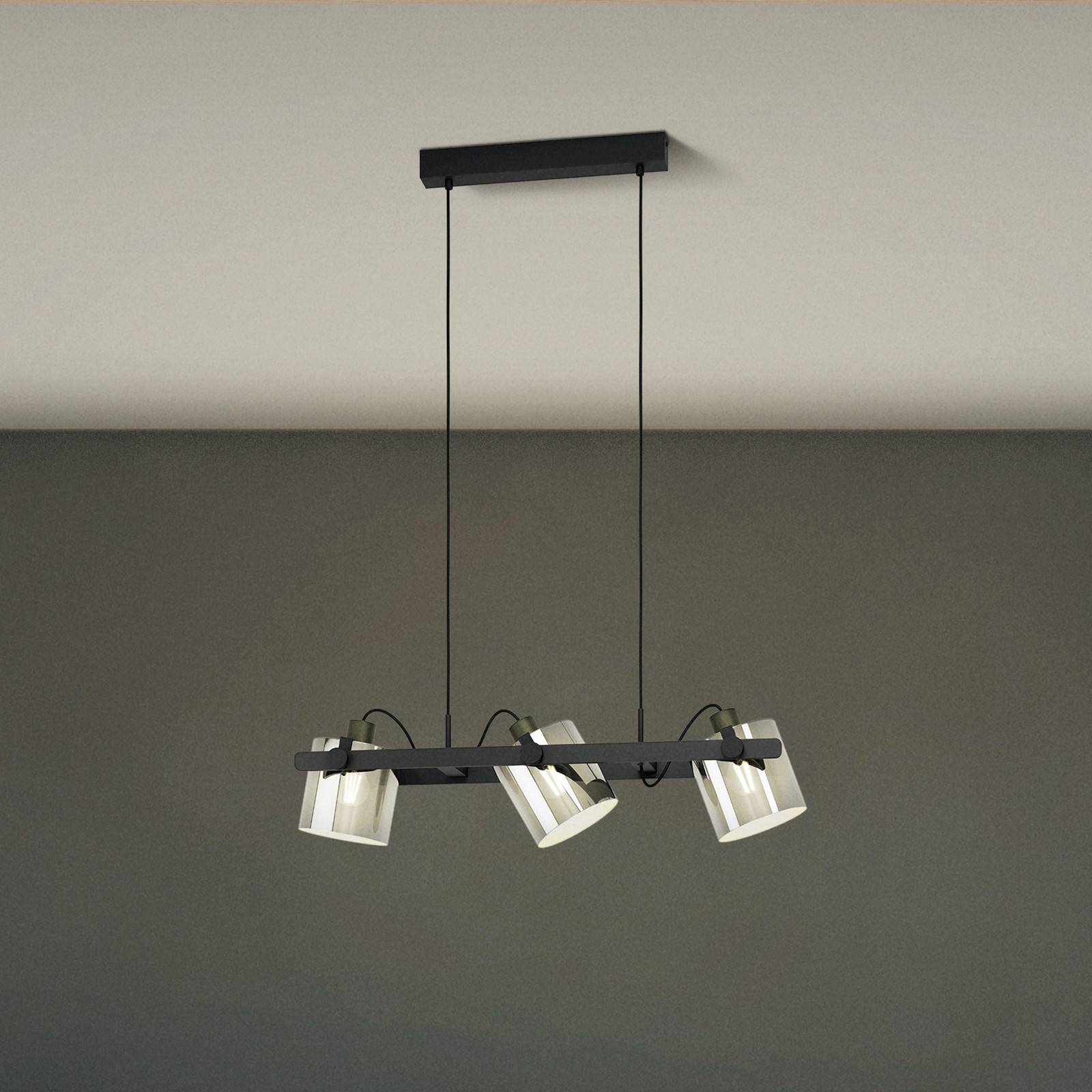 Hornwood 2 lumină suspendată lungime 78 cm negru cu 3 lumini.