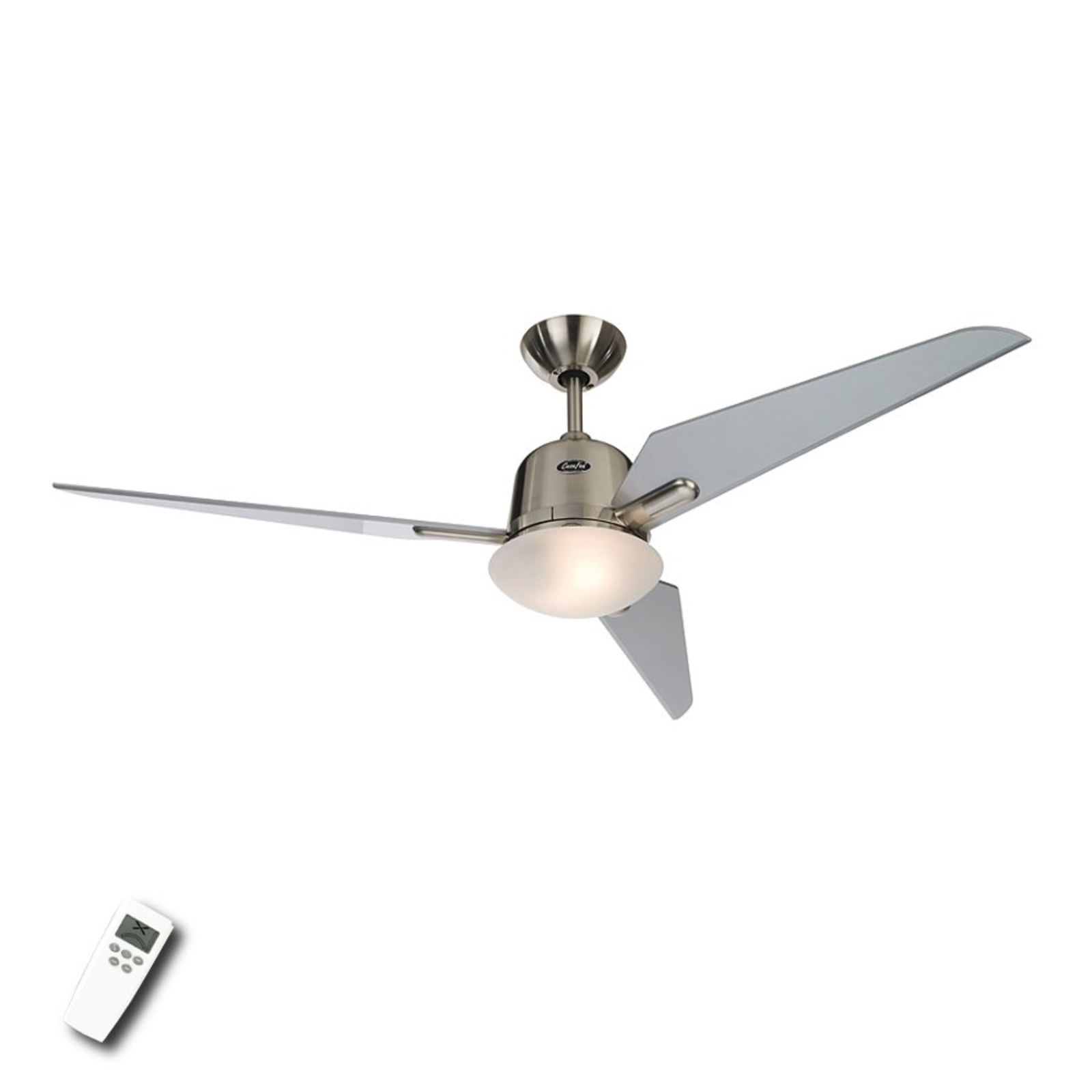 CasaFan ECO AVIATOS 132 Ventilatore A Soffitto Con Lampada E Telecomando - 31W, Cromo Spazzolato, 6 Velocità, Inversione Di Marcia