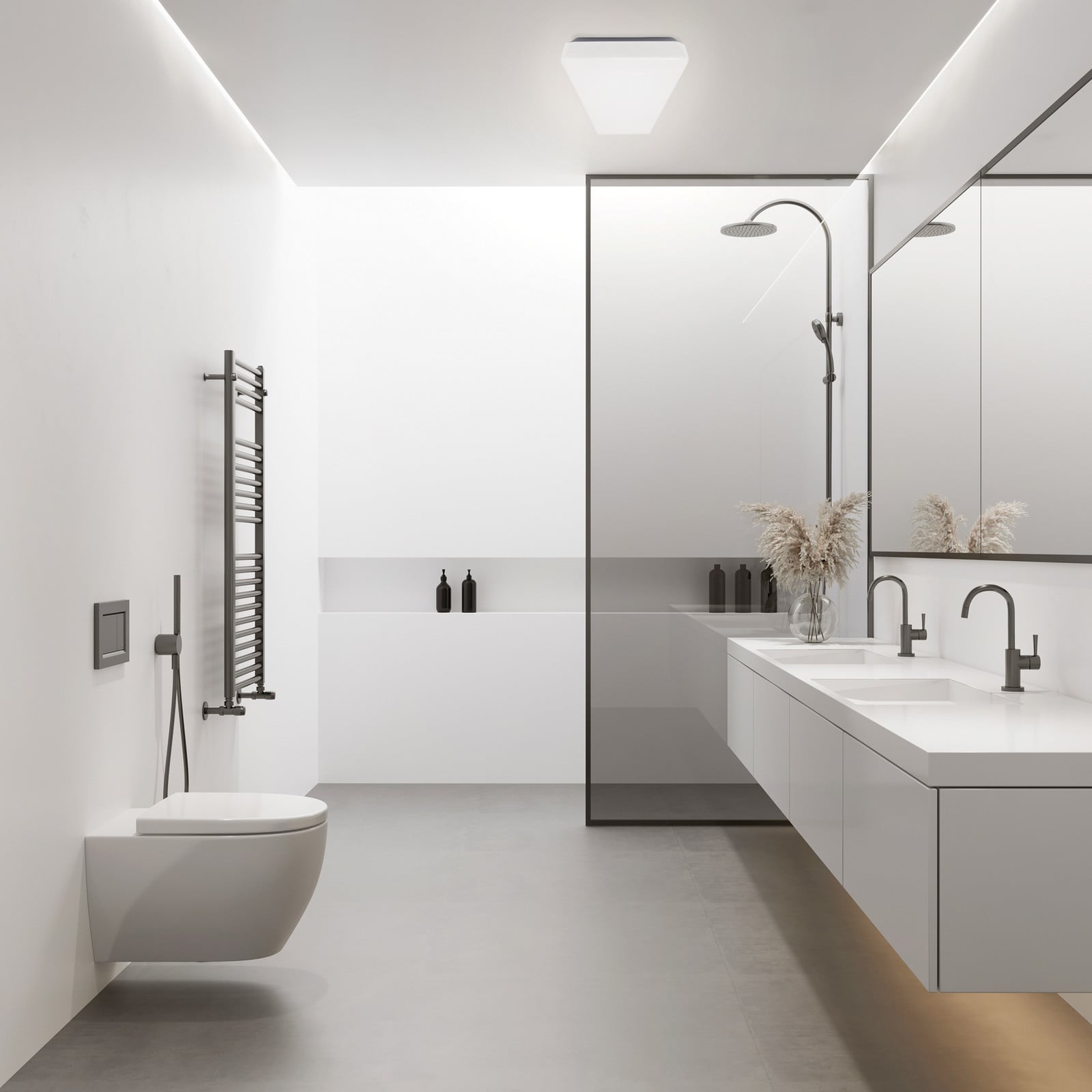 Plafonieră LED MEGAMAN Bruno 60 cm 23 W IP44 albă - Baie - Modern - Plastic
