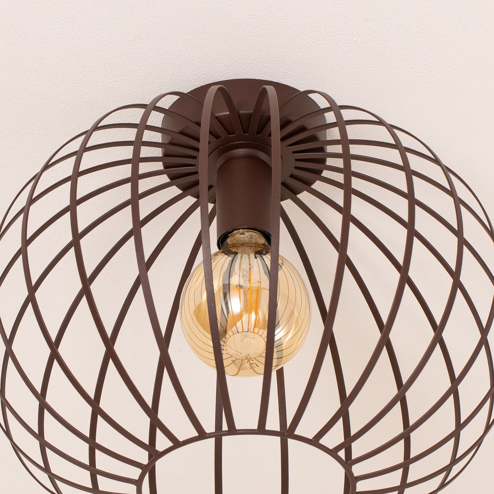 Loftlampe Cruce, mørkebrun, stål, Ø 40 cm