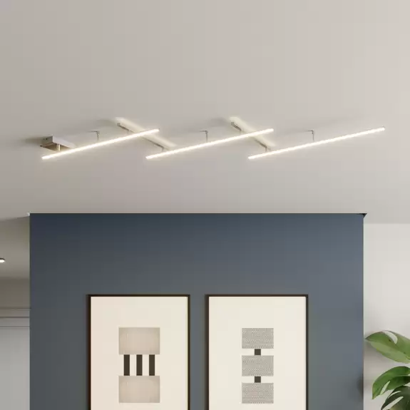 Lampenwelt Schwenkbare LED-Deckenlampe Indira, Dimmer nickel