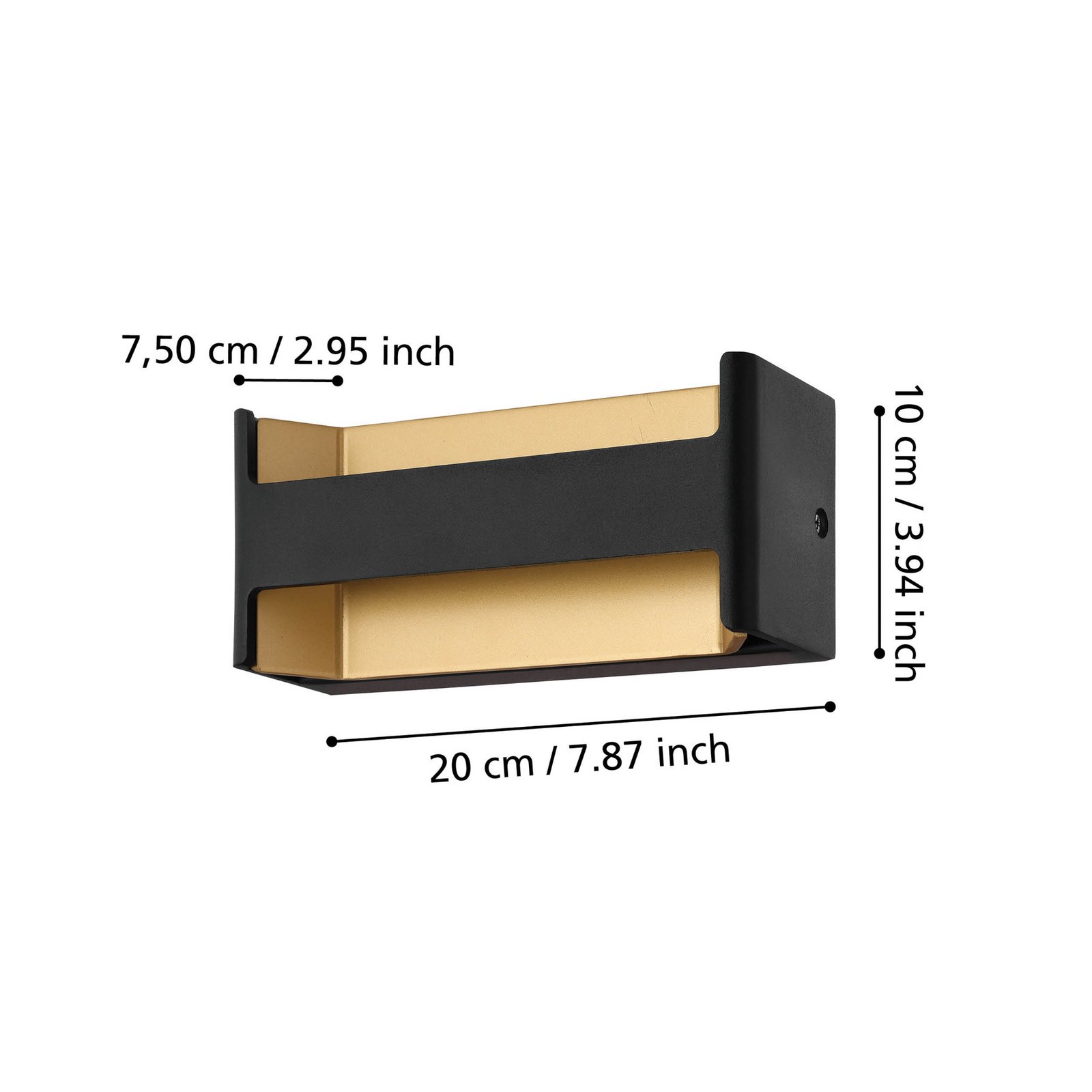 LED-vägglampa Feloniche i svart/guld