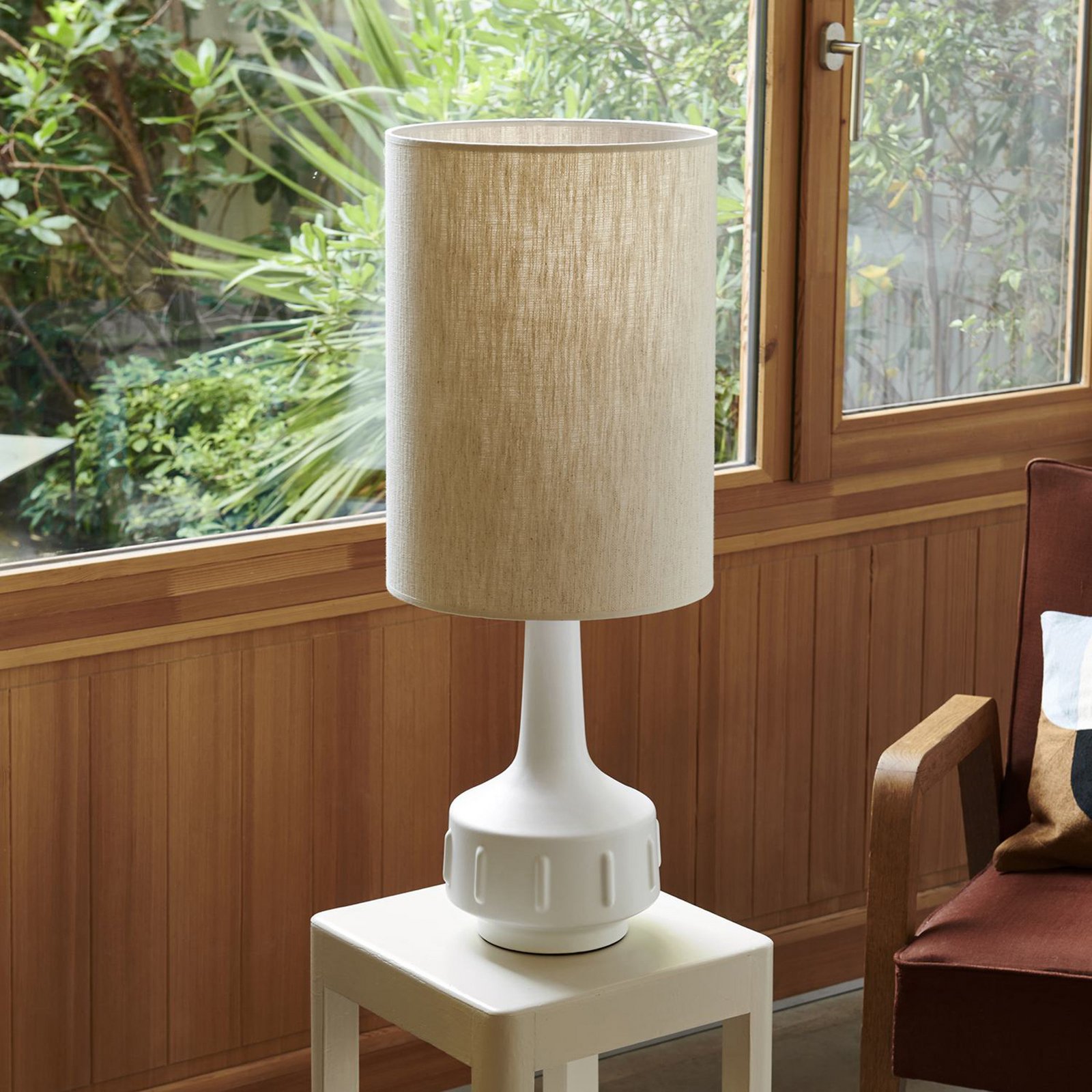 MARKET SET Lampă de masă Jimmy, alb/bej, înălțime 83 cm