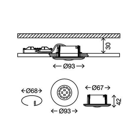 Weißer LED-Einbaustrahler Shower, IP65