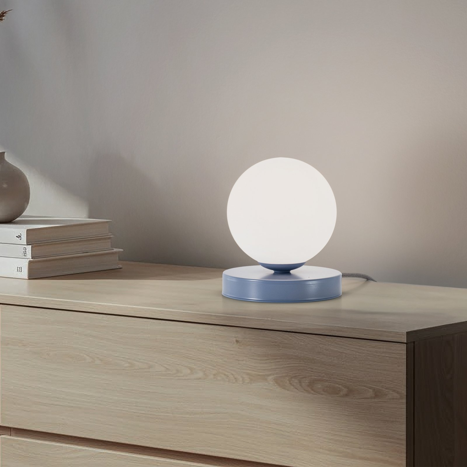 Επιτραπέζιο φωτιστικό Joel, ύψος 17 cm, μπλε/λευκό Επιτραπέζιο φωτιστικό Joel, ύψος 17 cm, μπλε/λευκό