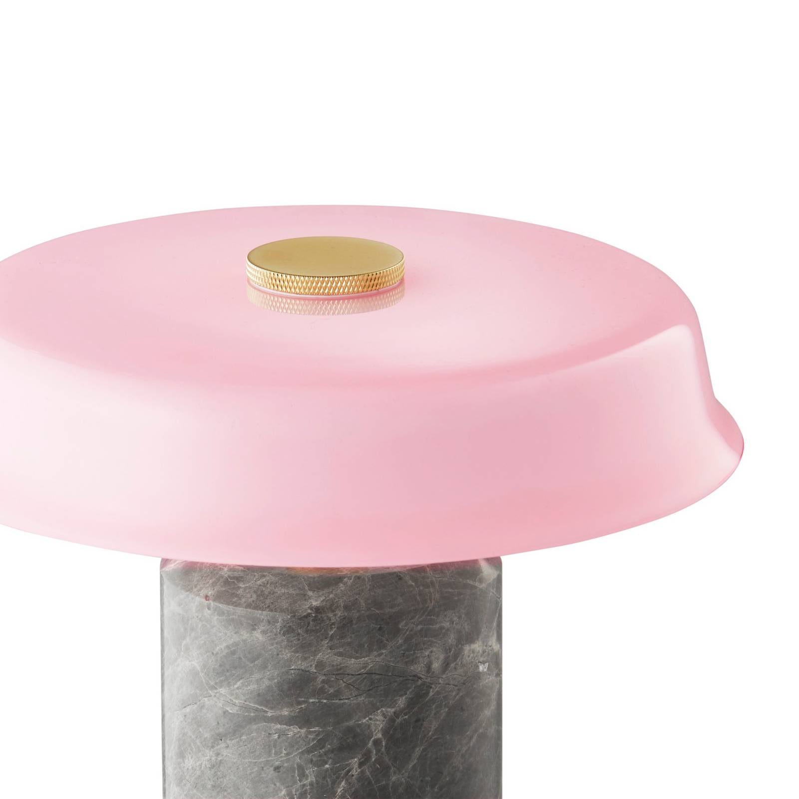 DESIGN BY US LED tafellamp op accu Trip No. 2, zilver/rosé, marmer, glas