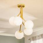 Selva ceiling lamp, 5-bulb, staggered, gold