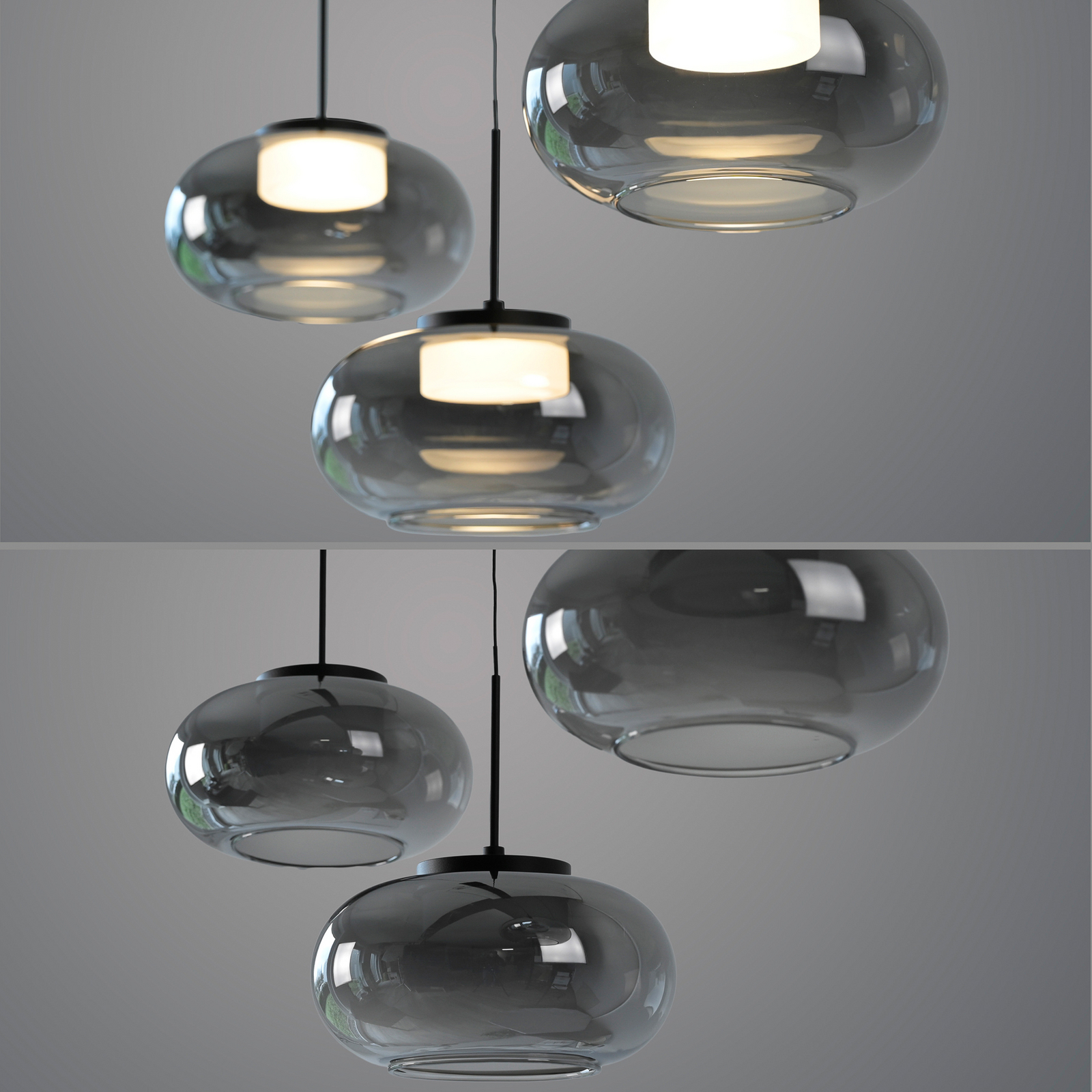 LED-visoka svetilka Sia, 3-svetilna, dimno siva, 3.000 K LED-visoka svetilka Sia, 3-svetilna, dimno siva, 3.000 K