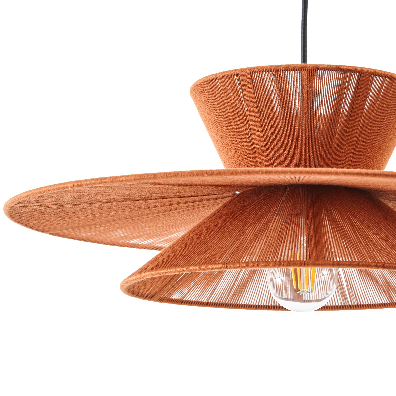 Suspension Novie, marron, coton, Ø 50 cm - Lucande Suspension Novie, marron, coton, Ø 50 cm - Lucande