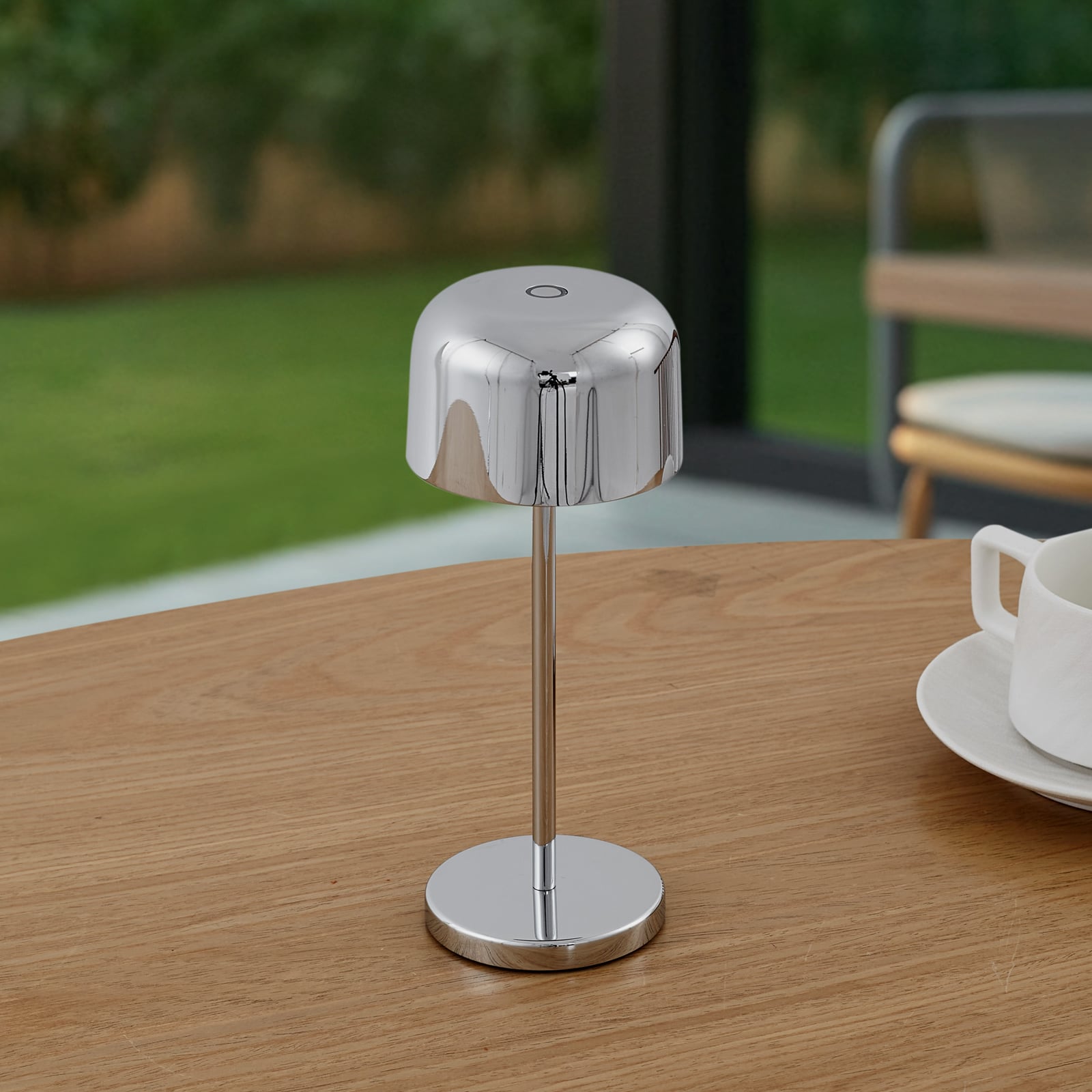 Lampe à poser LED rechargeable Quill, CCT, chrome, à intensité variable - Lampe à poser LED rechargeable Quill, CCT, chrome, à intensité variable -