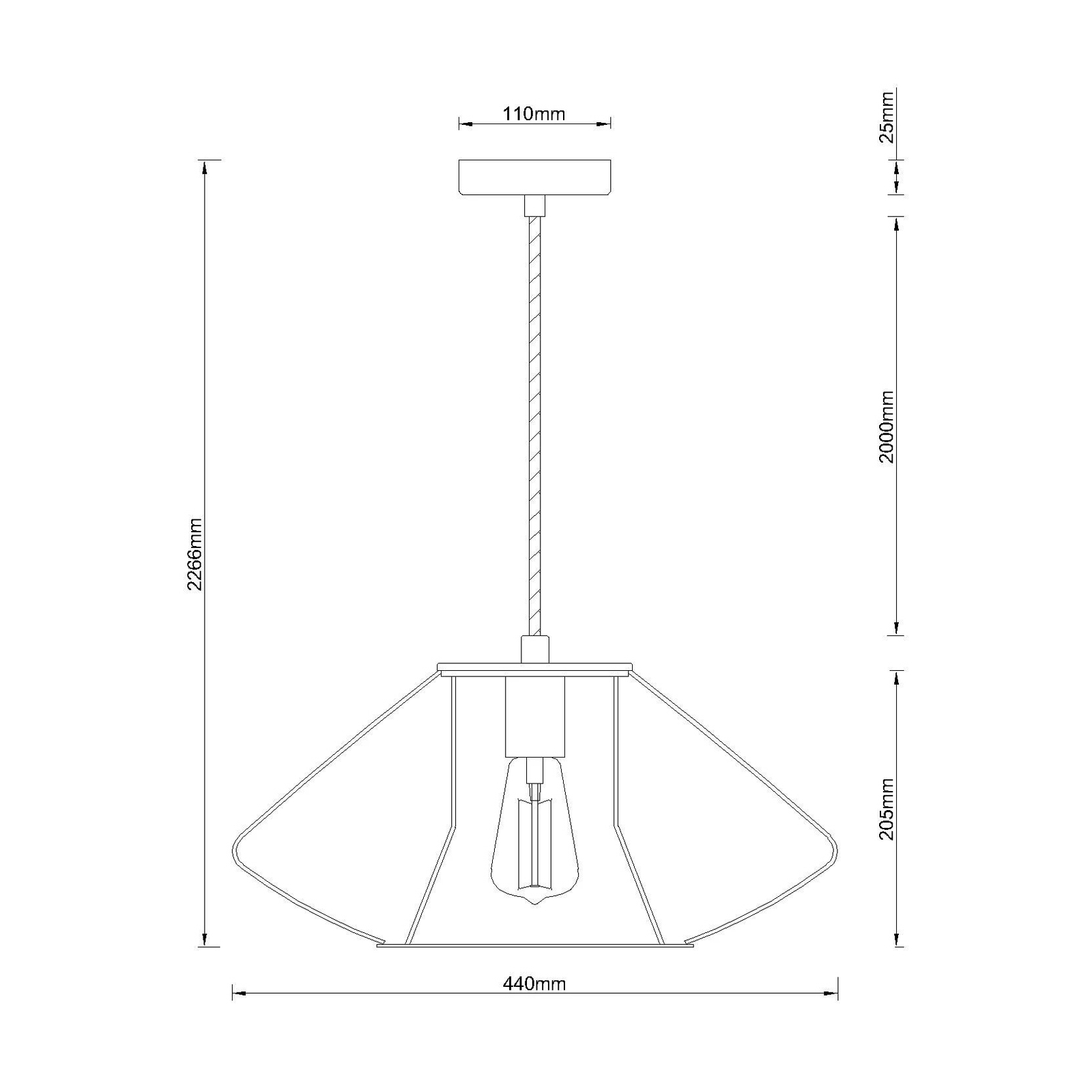 Beacon hængelampe Pheonix Squat, sort, metal, Ø 45 cm