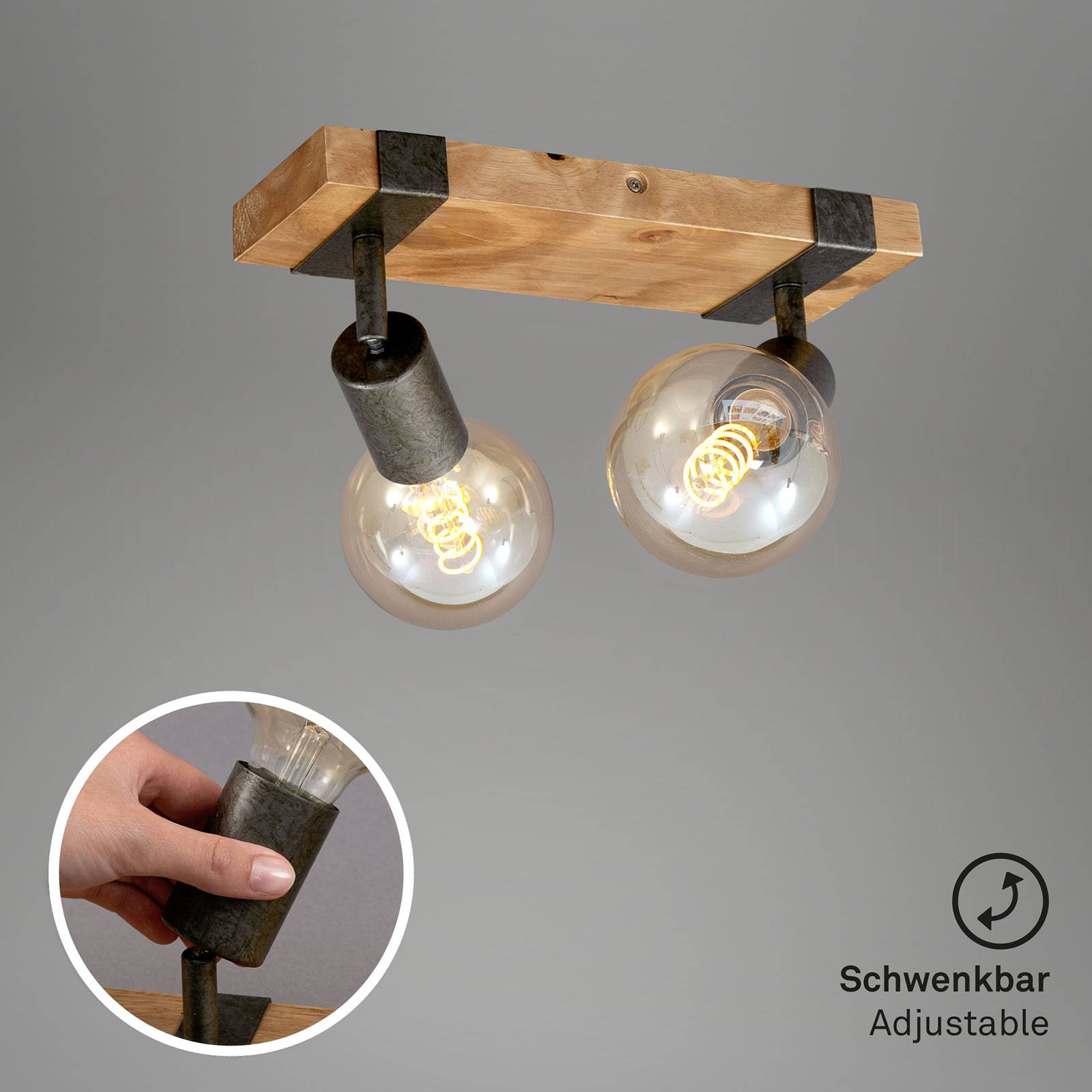 Deckenleuchte Wood Basic, zweiflammig günstig online kaufen