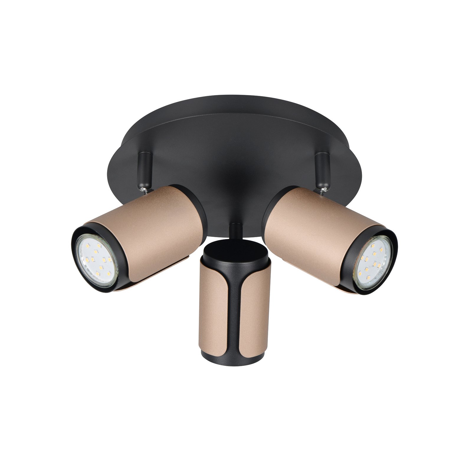 Ceiling spotlight Gillan, coffee, 3-bulb, round, metal, GU10