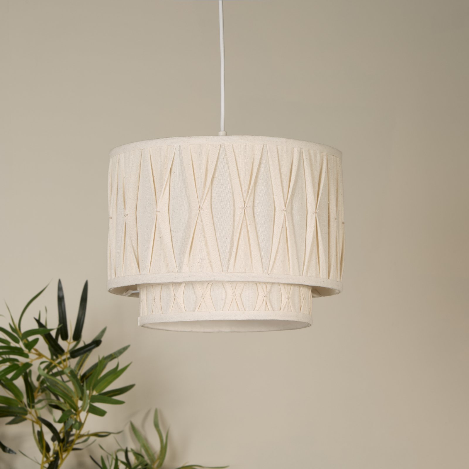 Wieka pendant light, beige, linen, Ø 30 cm, E27