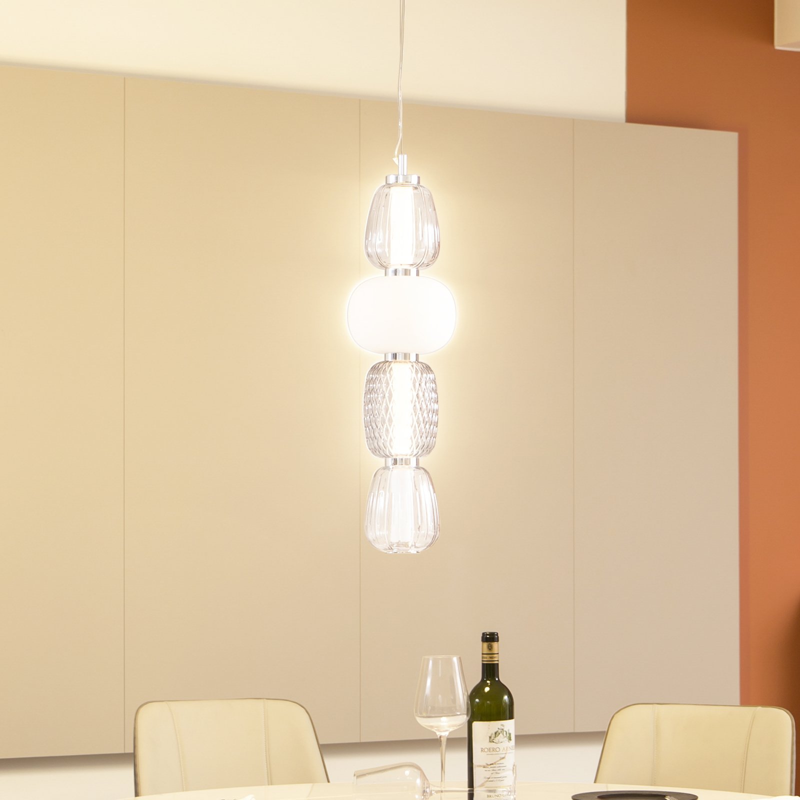 Lucande Fedra LED-Hängeleuchte mit Glasschirmen
