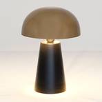 Candeeiro de mesa Fungo, luz embutida, preto/dourado
