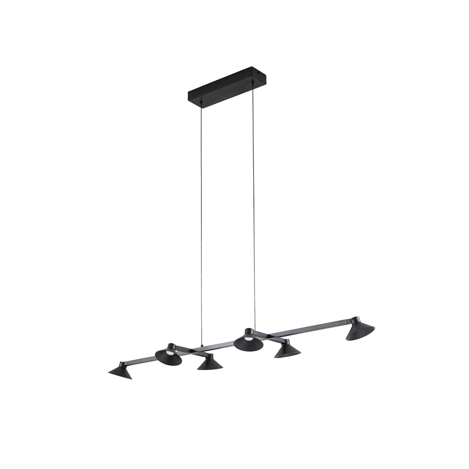 Steve Suspension LED noire 113 cm à 6 lampes, à intensité variable - Lucande