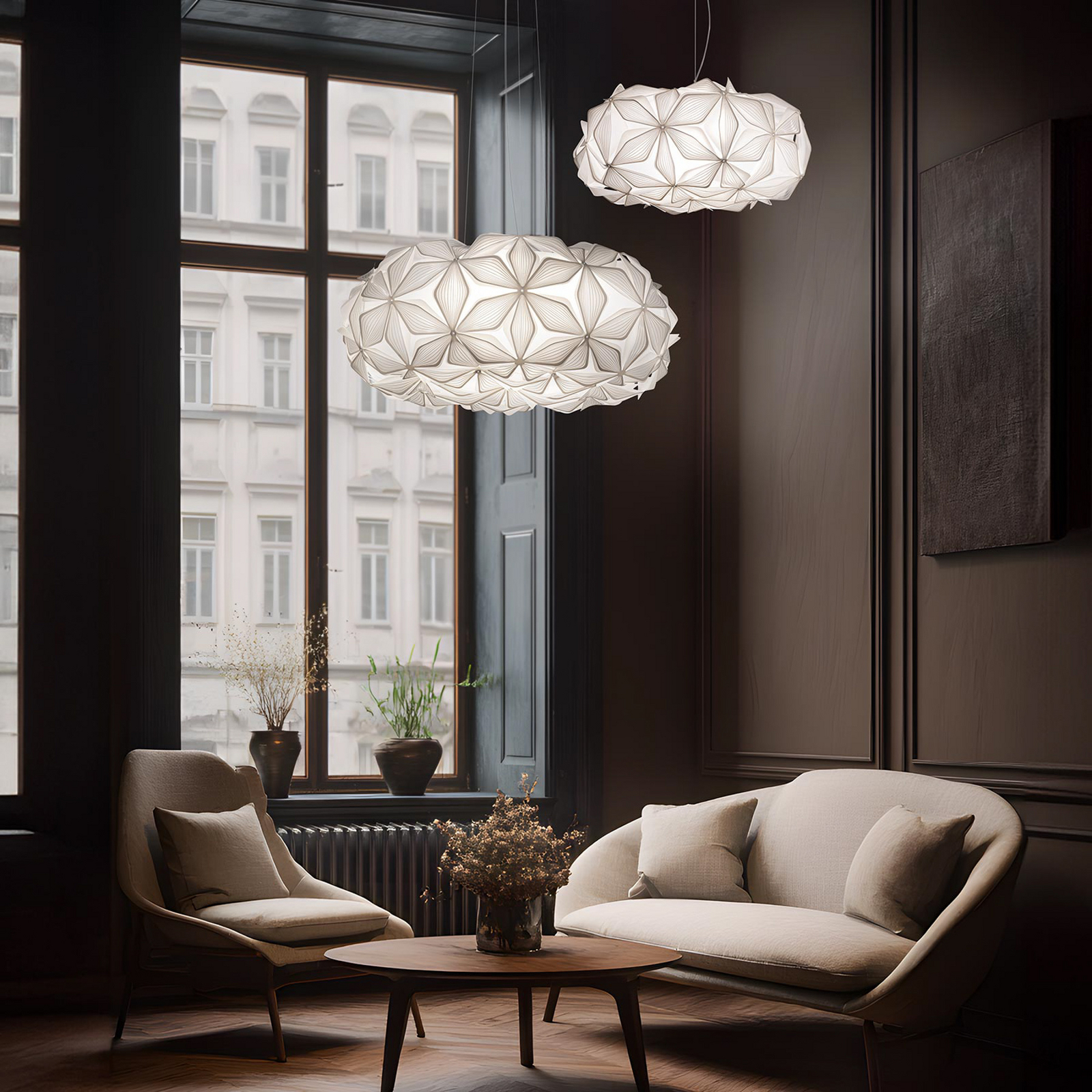 C'EST LA VIE Pendelleuchte, weiß/Kabel klar, Ø 53 cm - Slamp